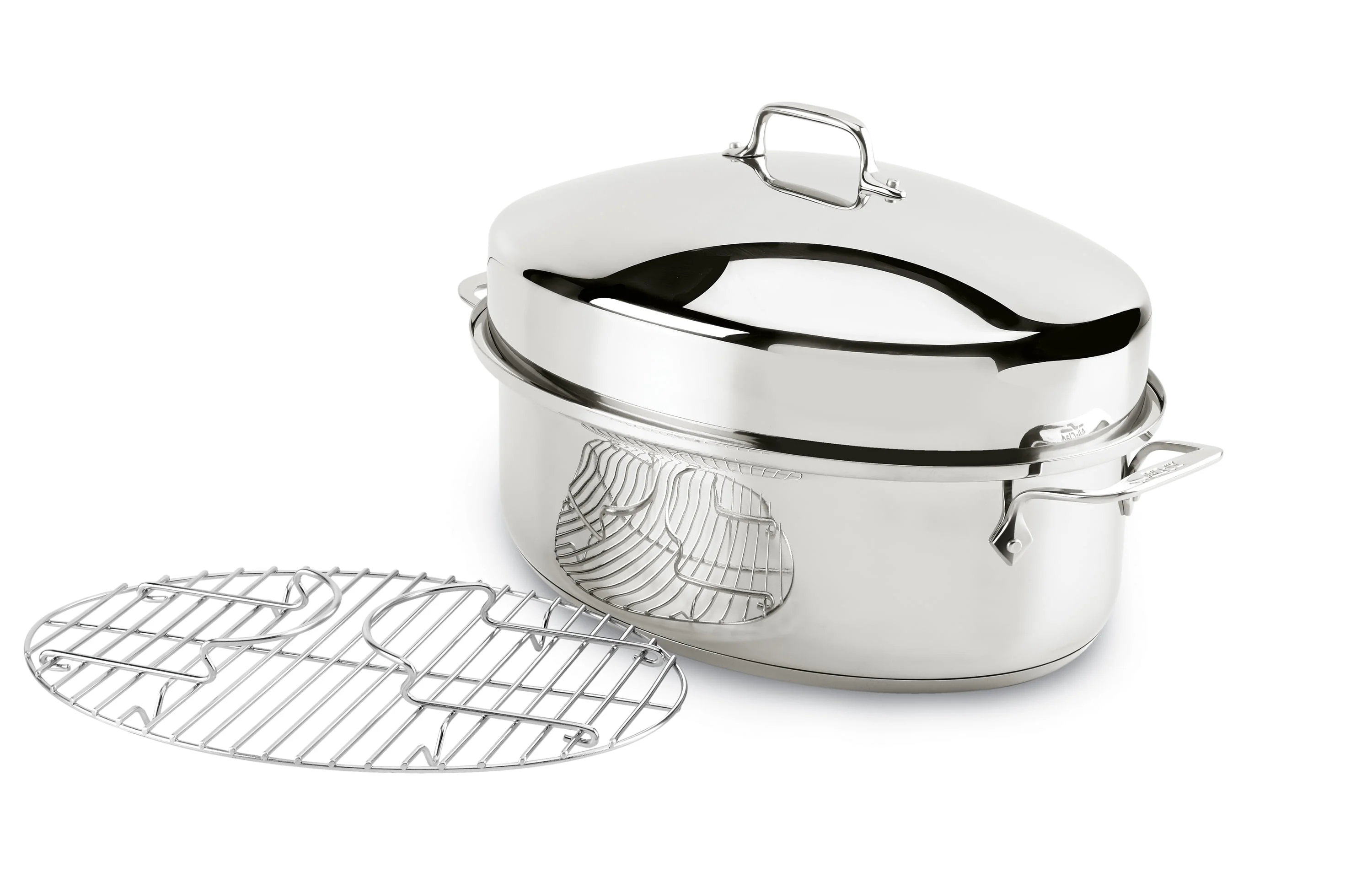 All-Clad E7879664 Stainless Steel Dishwasher Safe Oven Safe Covered Oval Roaster Cookware 20-lbs Silver
