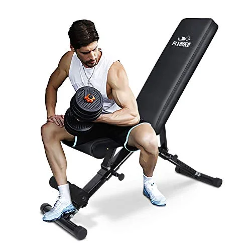 FLYBIRD Weight Bench, Adjustable Strength Training Bench for Full Body Workout with Fast Folding- 2021 Version
