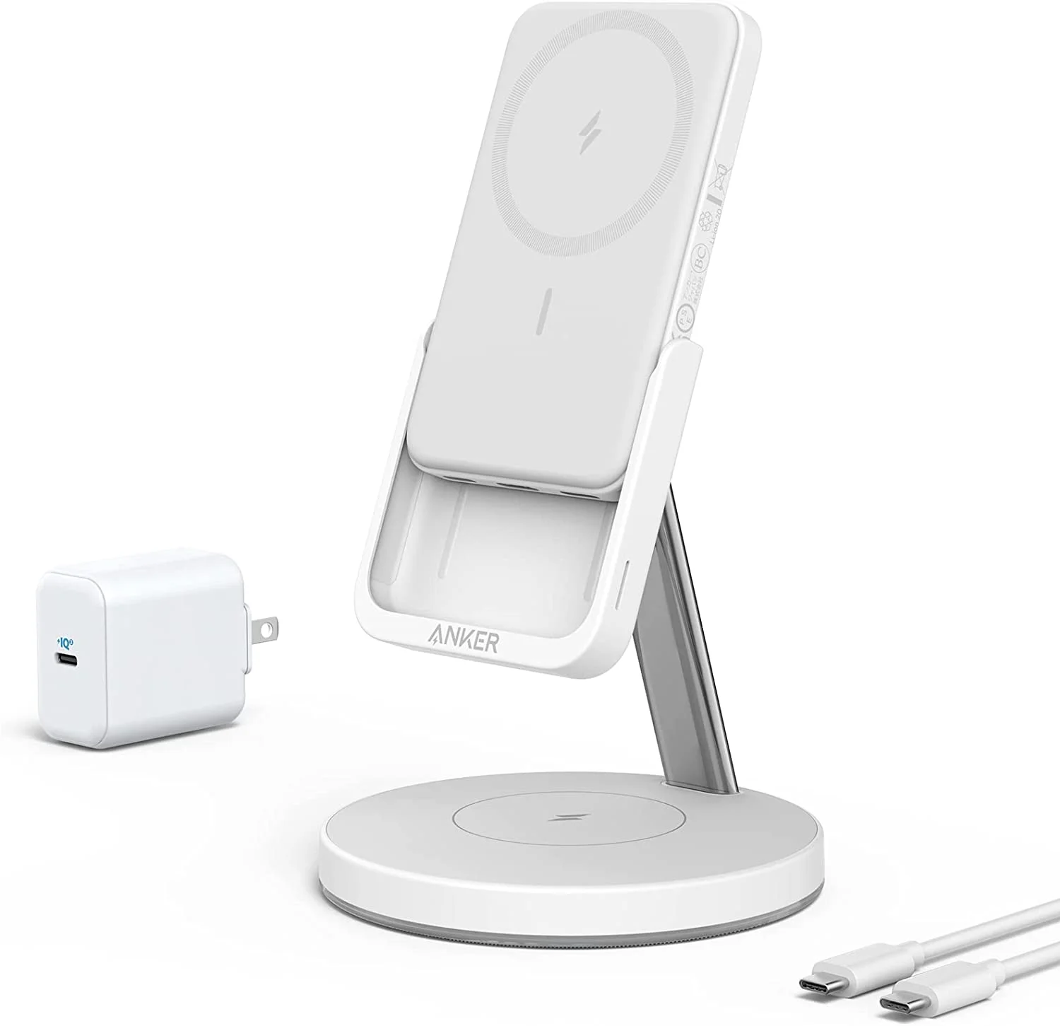 Anker 633 Magnetic Wireless Charger (MagGo) 2-in-1 Charging Station with 25W USB-C Adapter Only for iPhone 13/12,White