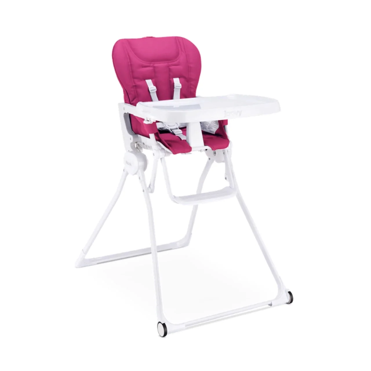 joovy Nook NB High Chair, Compact Fold, Adjustable Tray, Reclinable Seat for Newborn, Pink Crush