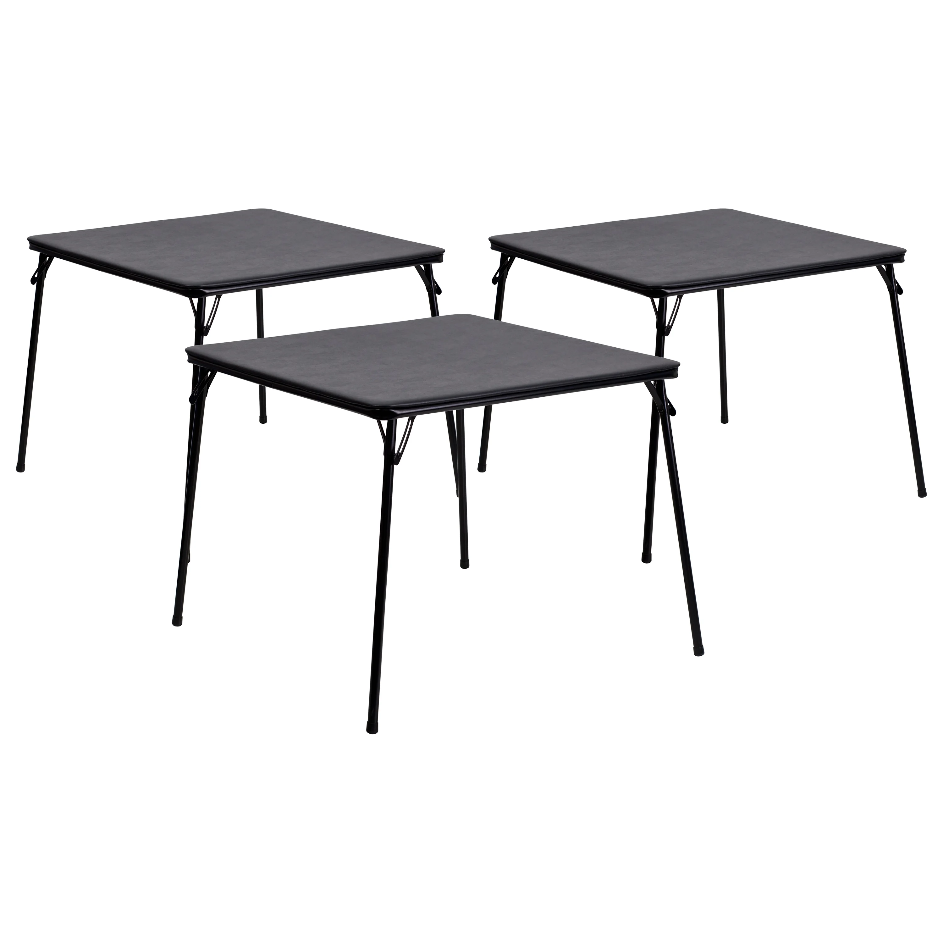 Flash Furniture Madelyn Black Folding Card Table - Lightweight Portable Folding Table with Collapsible Legs - Set of 3