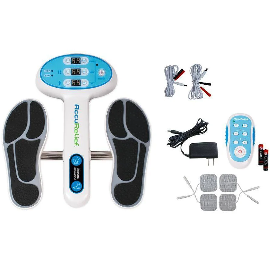 AccuRelief Ultimate Foot Circulator with Remote for Body Pain, Electrodes Pads for Tens Unit, Blue