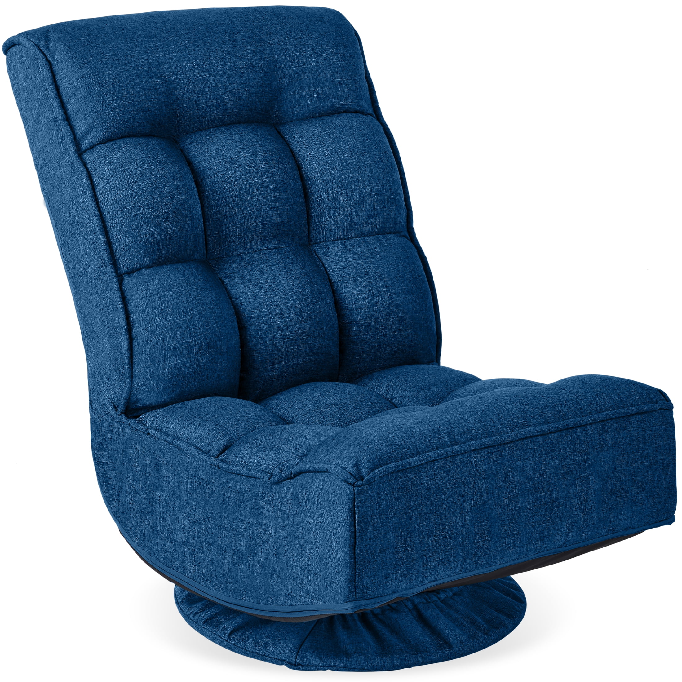 Best Choice Products Folding Floor Gaming Chair for Home, Office w/ 360-Degree Swivel, 4 Positions - Dark Blue
