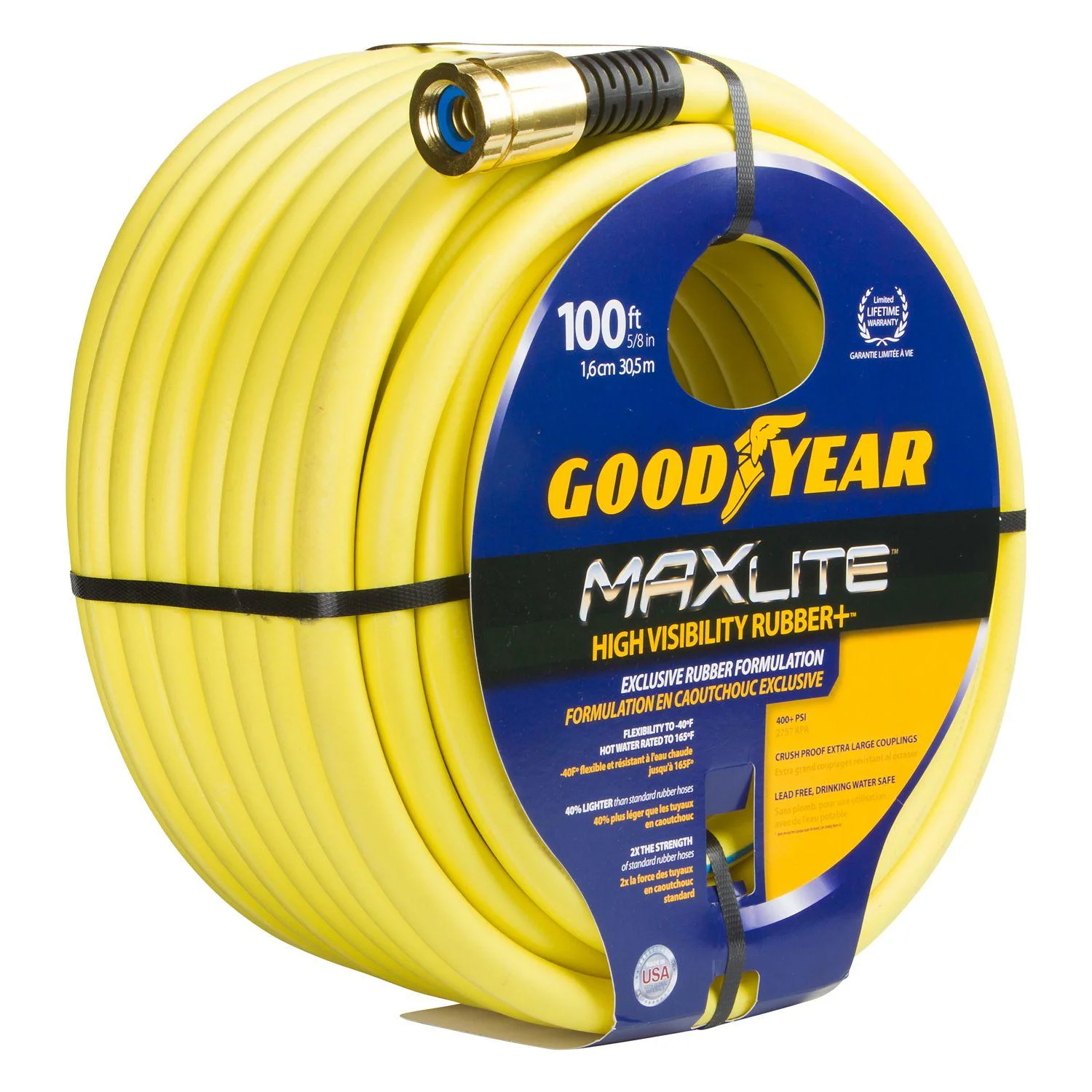 Goodyear MAXLITE 5/8 in. x 100ft Premium-Duty High Visibility Rubber+ Hose, CGYSGY58100