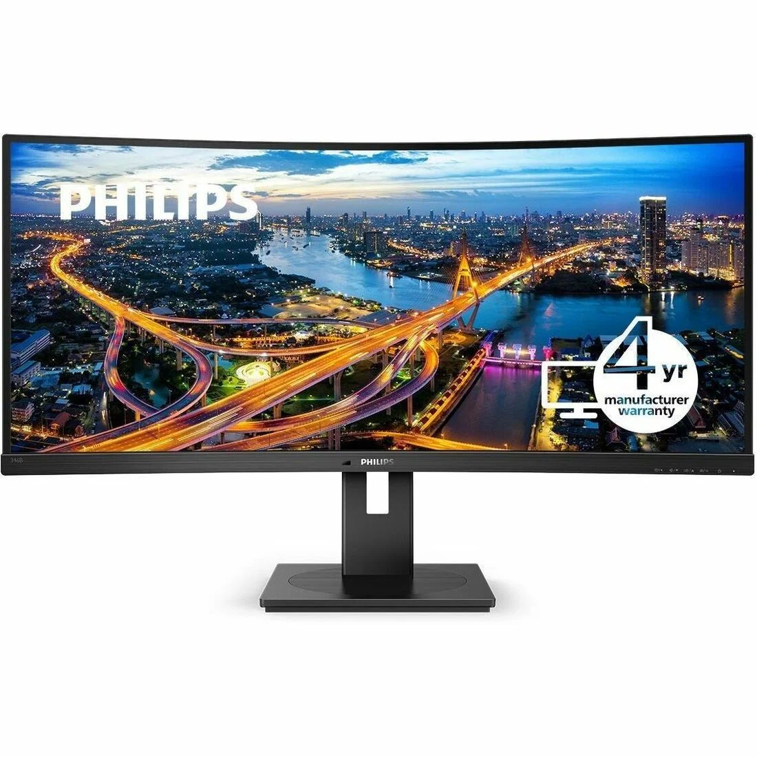 PHILIPS 346B1C/17 34 inch Monitor, Cuved, LED, UltraWide QHD, USB-C, 4 Year Manufacturer Warranty, TAA Compliant, 34
