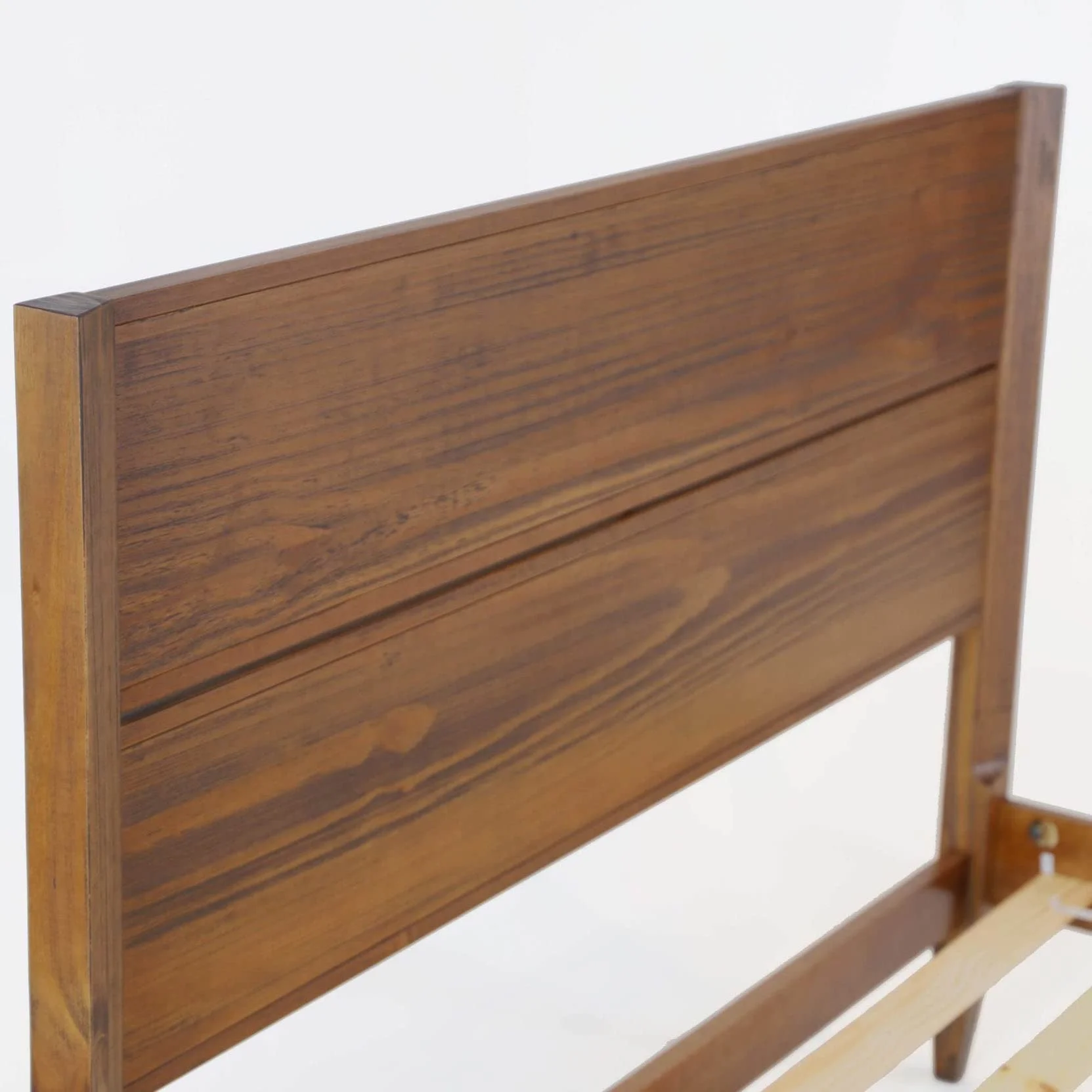 Grain Wood Furniture Mid Century Solid Wood Platform Bed, Queen Size, Brushed Walnut