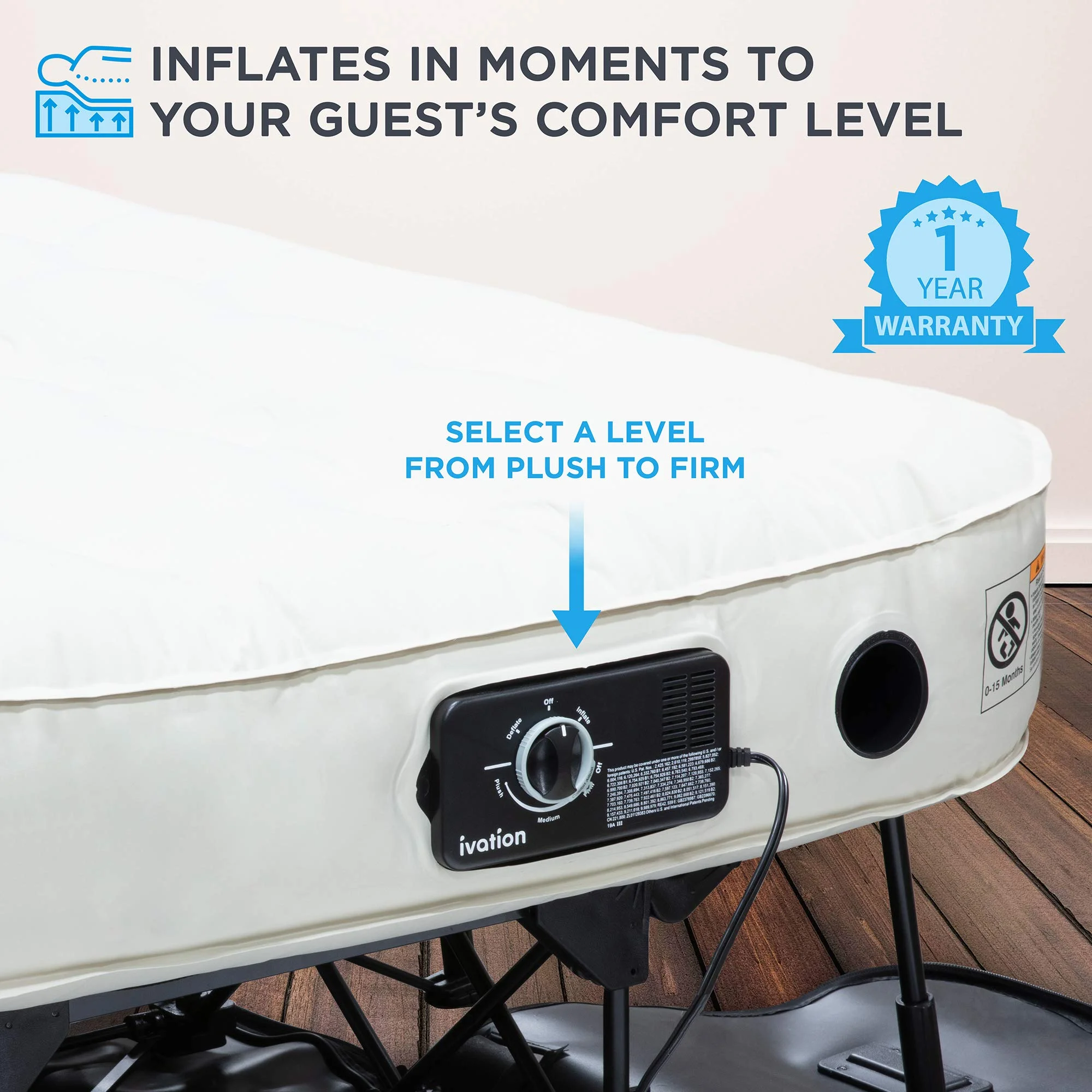 Ivation EZ-Bed Self Inflating Air Mattress, King Air Mattress with Built In Pump & Case