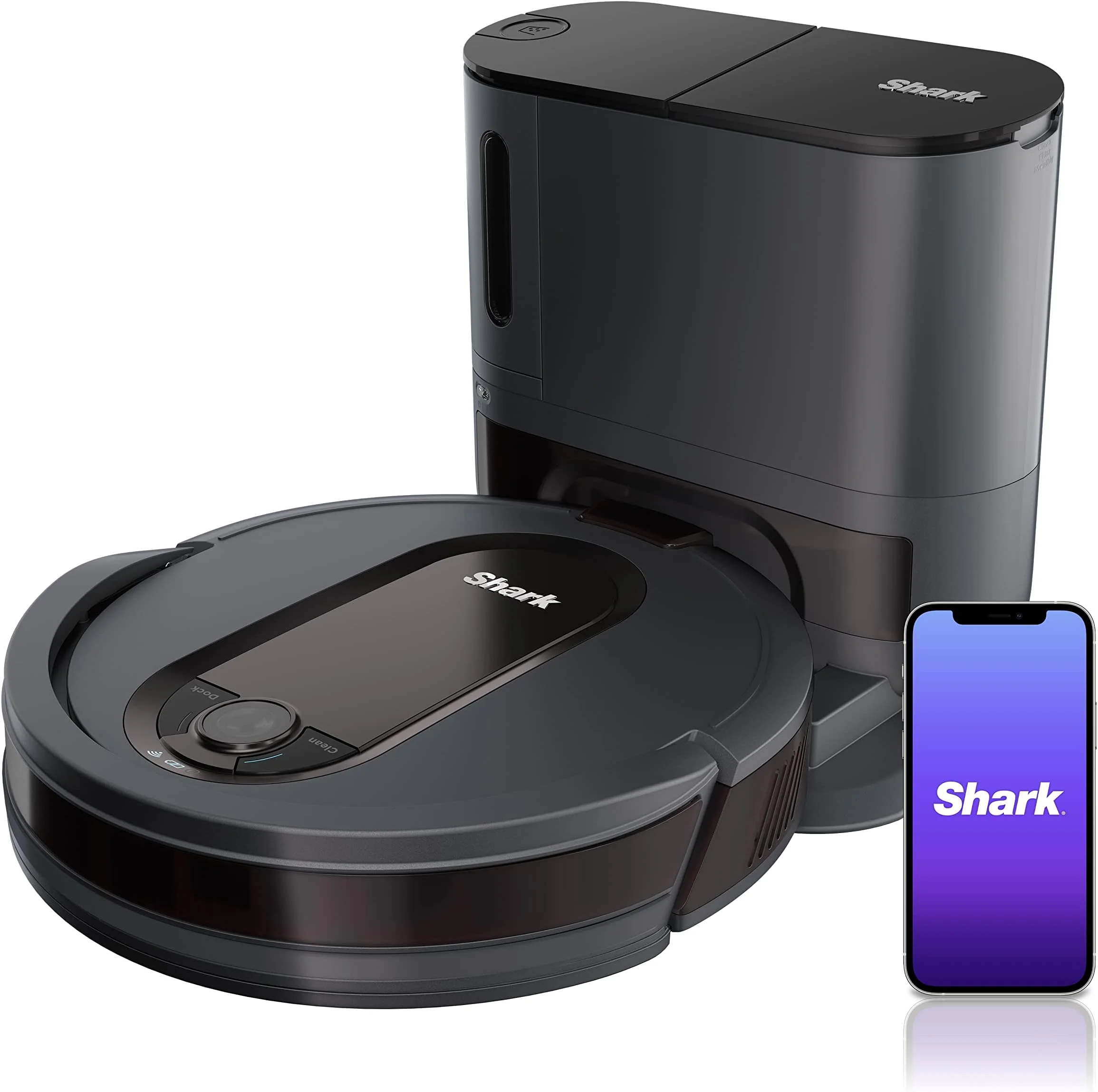 CHONGYAO RV912S EZ Robot Vacuum with Self-Empty Base, Bagless, Row-by-Row Cleaning, Perfect for Pet Hair, Compatible with Alexa, Wi-Fi, Dark Gray