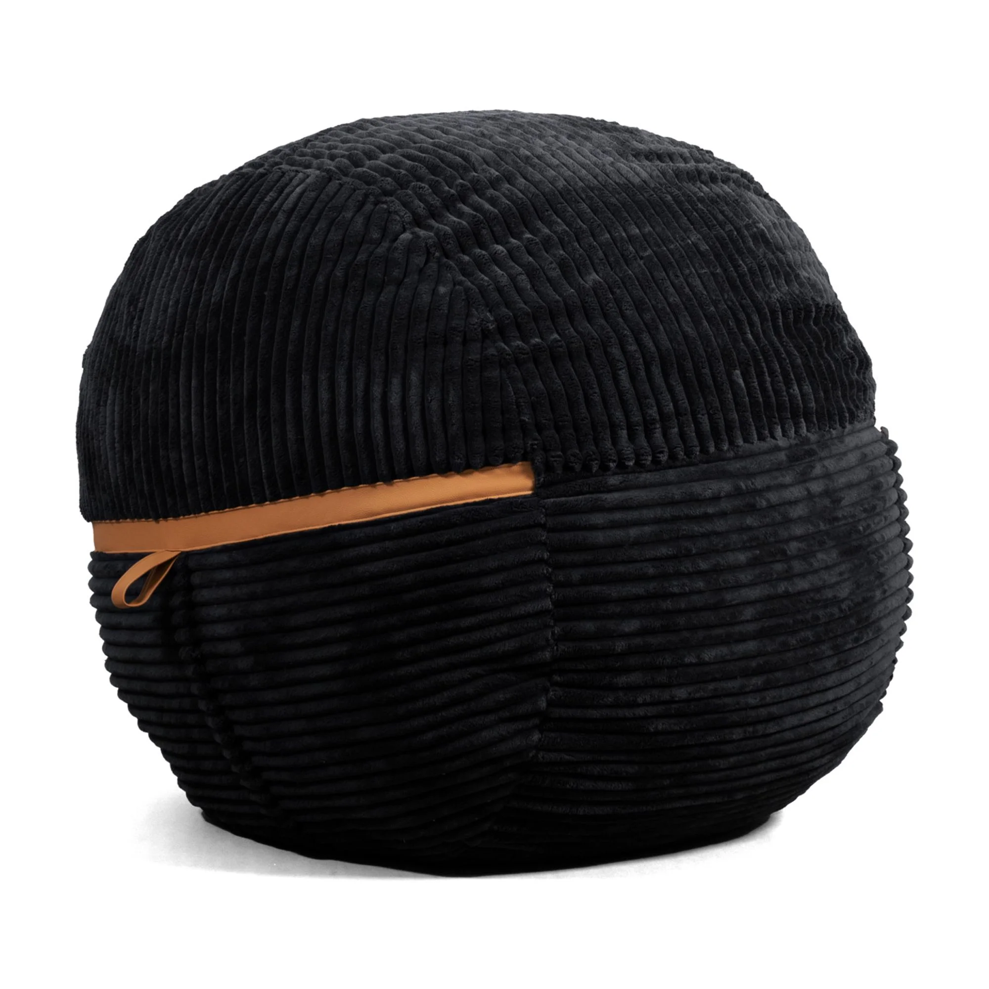 Big Joe Fuf Large Foam Filled Bean Bag Chair with Removable Cover, Black Licorice, Corded Plush, 4 feet Big