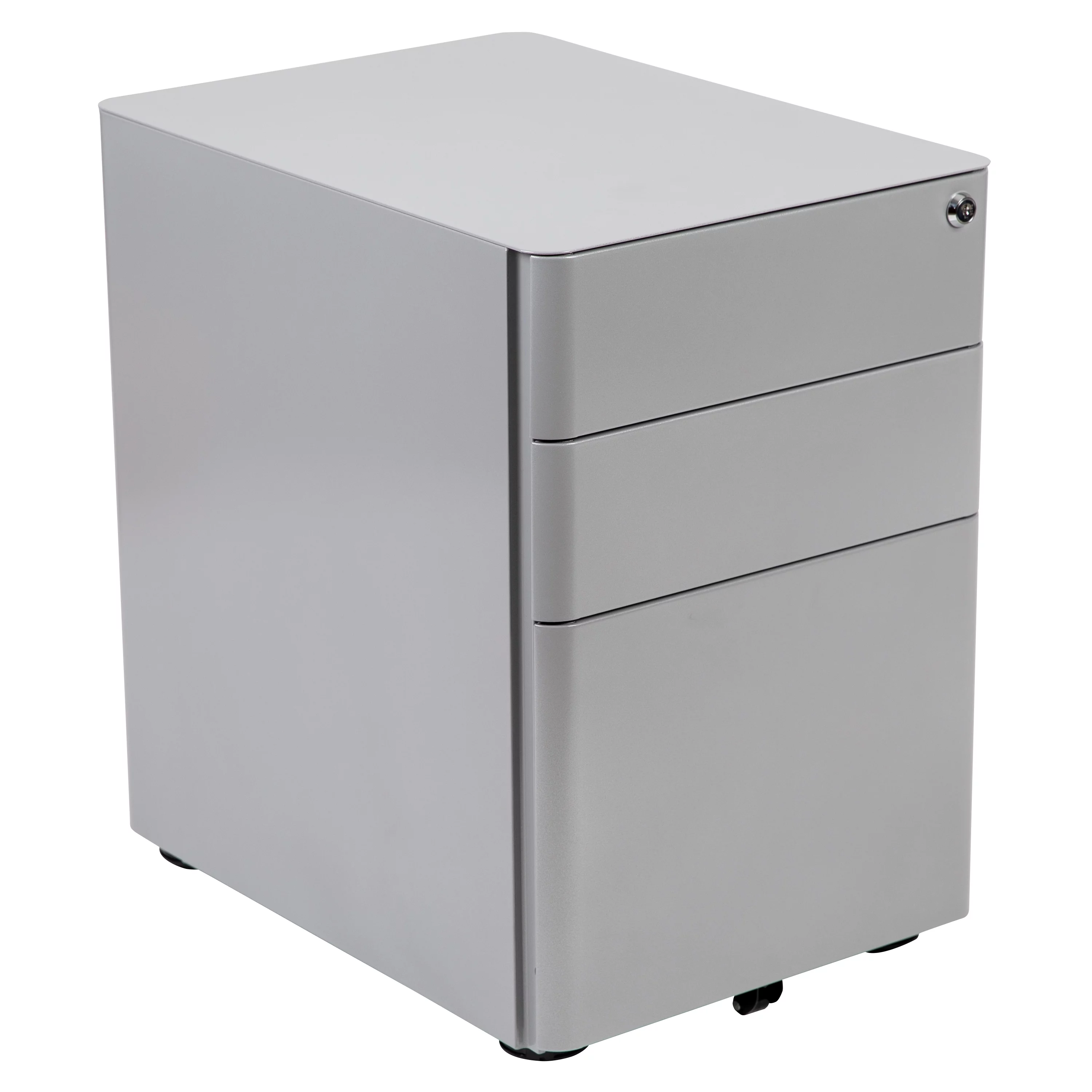 Flash Furniture Warner Modern 3-Drawer Mobile Locking Filing Cabinet with Anti-Tilt Mechanism and Hanging Drawer for Legal & Letter Files, Gray