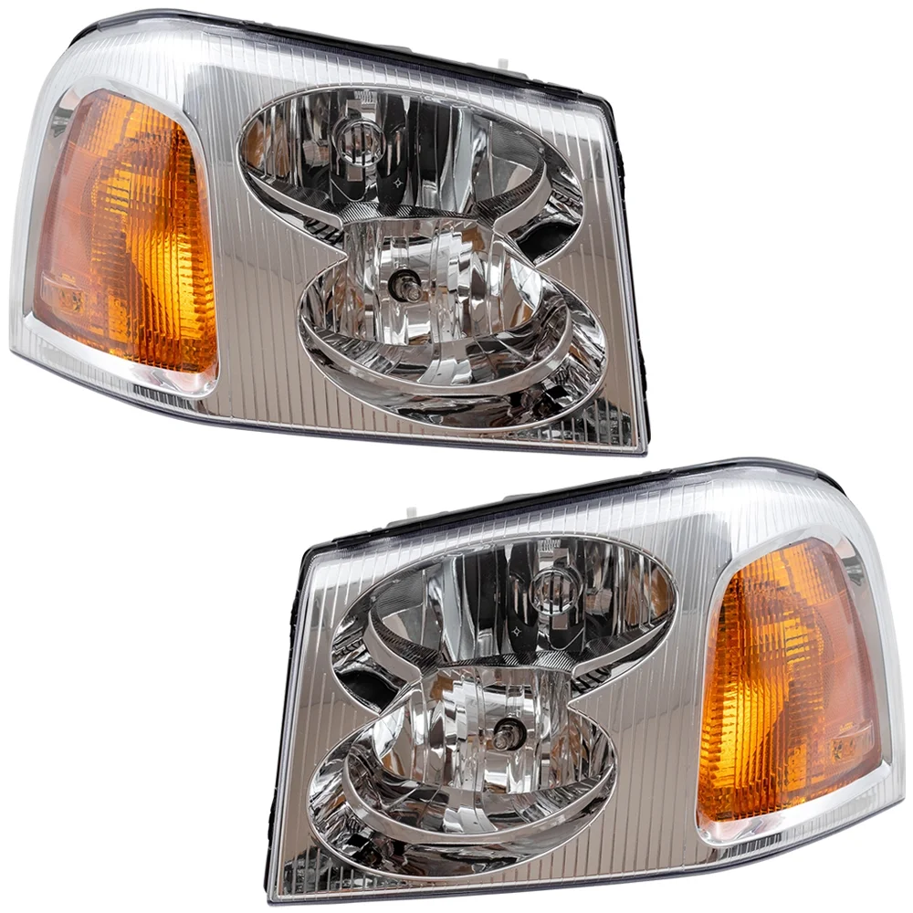 Brock Replacement Driver and Passenger Set Headlights Compatible with 2002-2009 Envoy 15866071 15866070