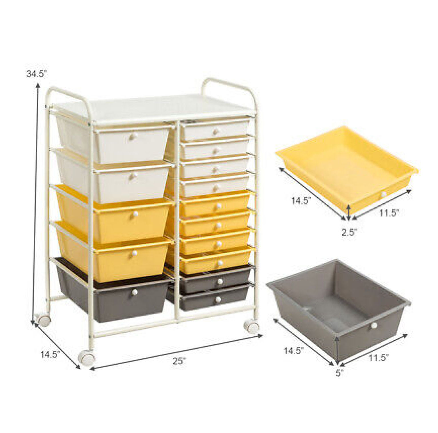 FENG20 15 Drawer Rolling Storage Cart Tools Scrapbook Paper Office School Organizer