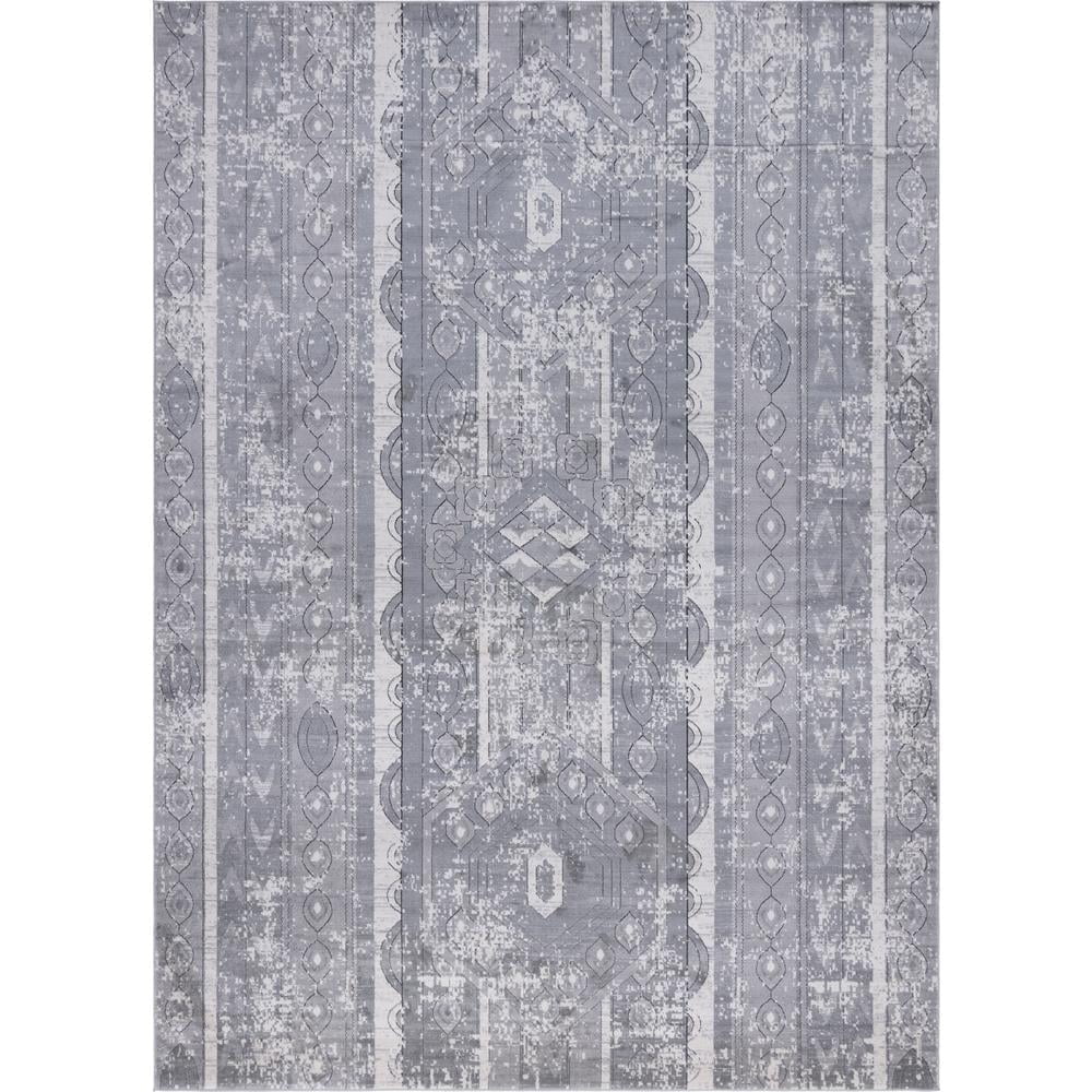 Unique Loom Portland Collection Area Rug - Depoe (10' x 14' 1 Rectangle, Gray/ Ivory)
