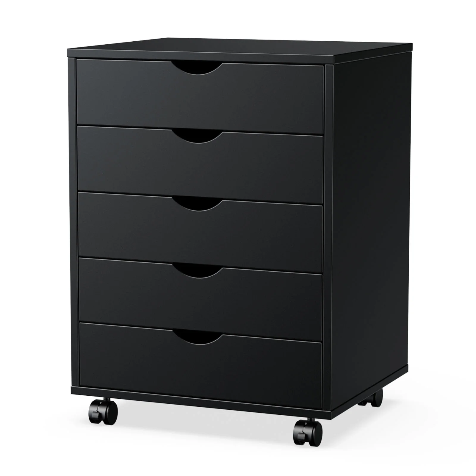Cterwk 5 Drawer Chest Storage Wood Dresser Cabinet with Wheels Mobile Organizer Drawers for Office, Home