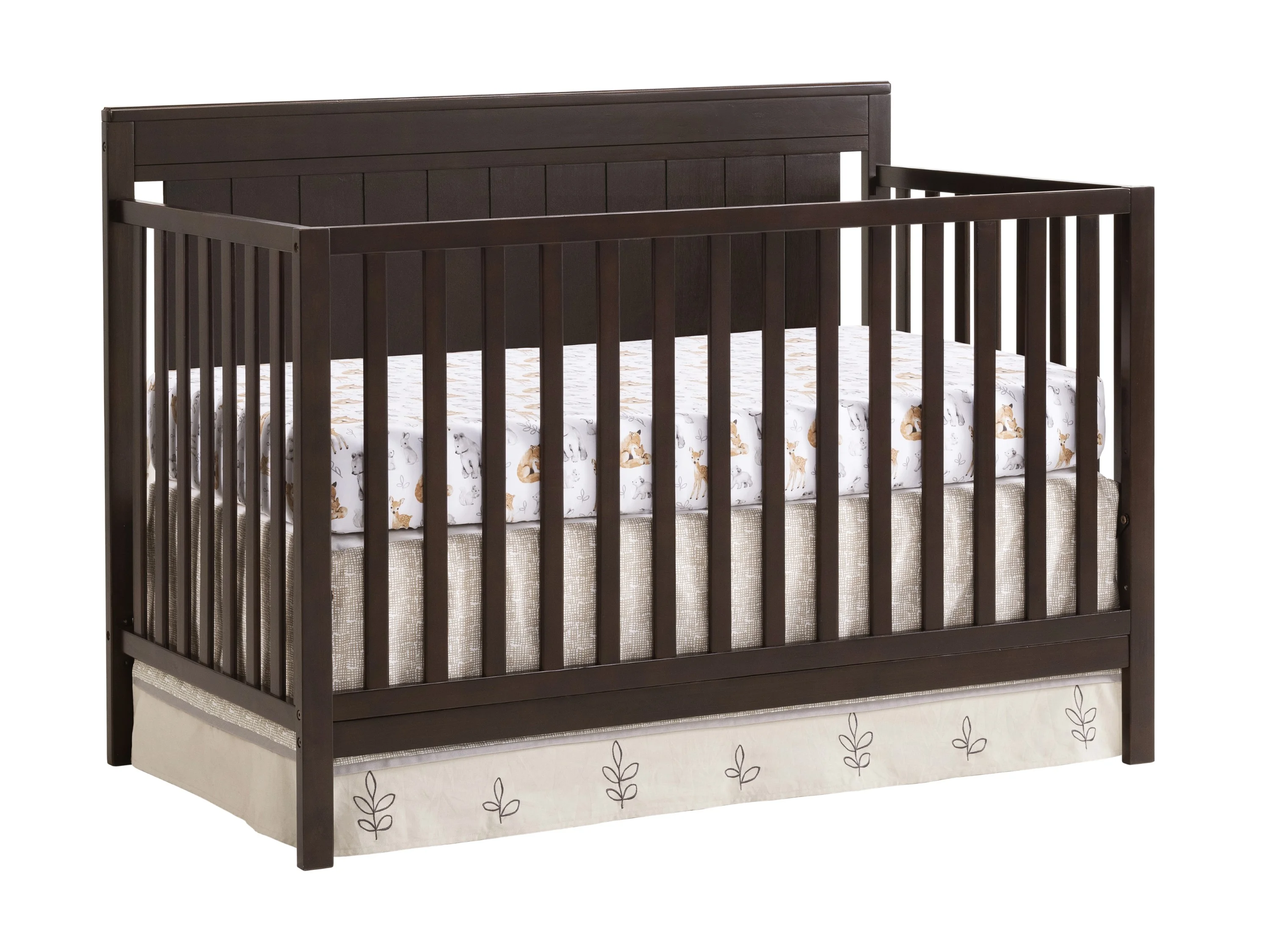 Oxford Baby Lazio 4-in-1 Convertible Crib, Espresso Brown, GREENGUARD Gold Certified, Wooden Crib