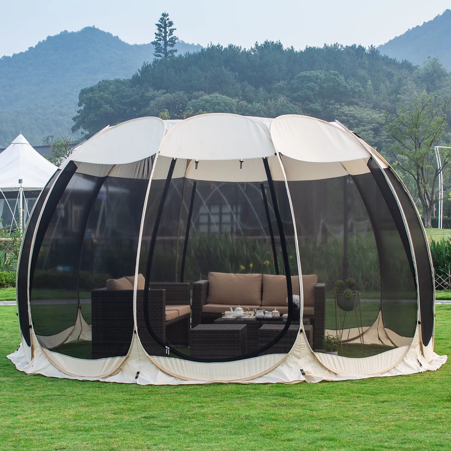 Alvantor Screen House Room Camping Tent Ecru Instant Outdoor Canopy Pop Up Sun Shade Gazebo 15X15