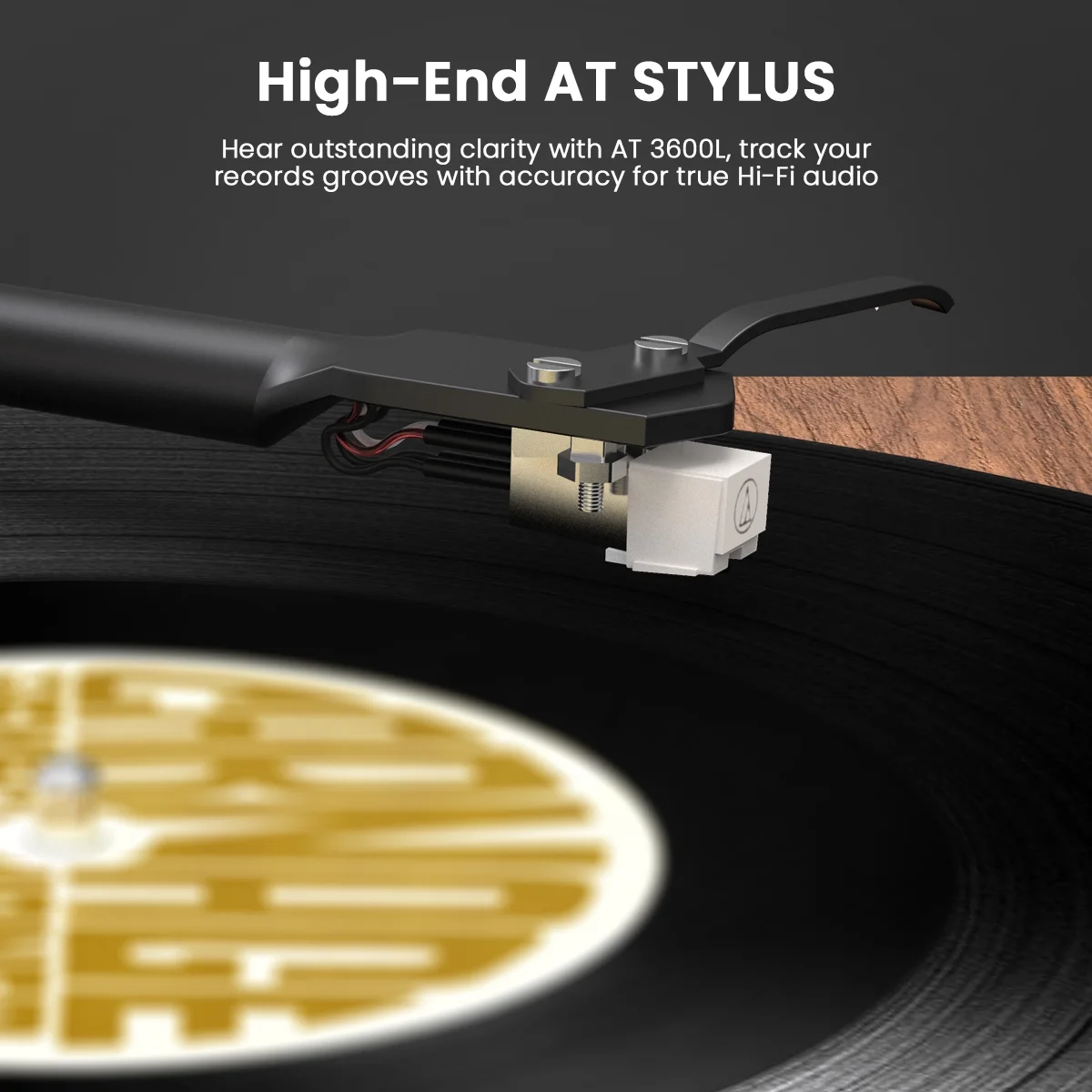 Angels Horn High-Fidelity Vinyl Record Player, Bluetooth Turntable with Stereo Bookshelf Speakers
