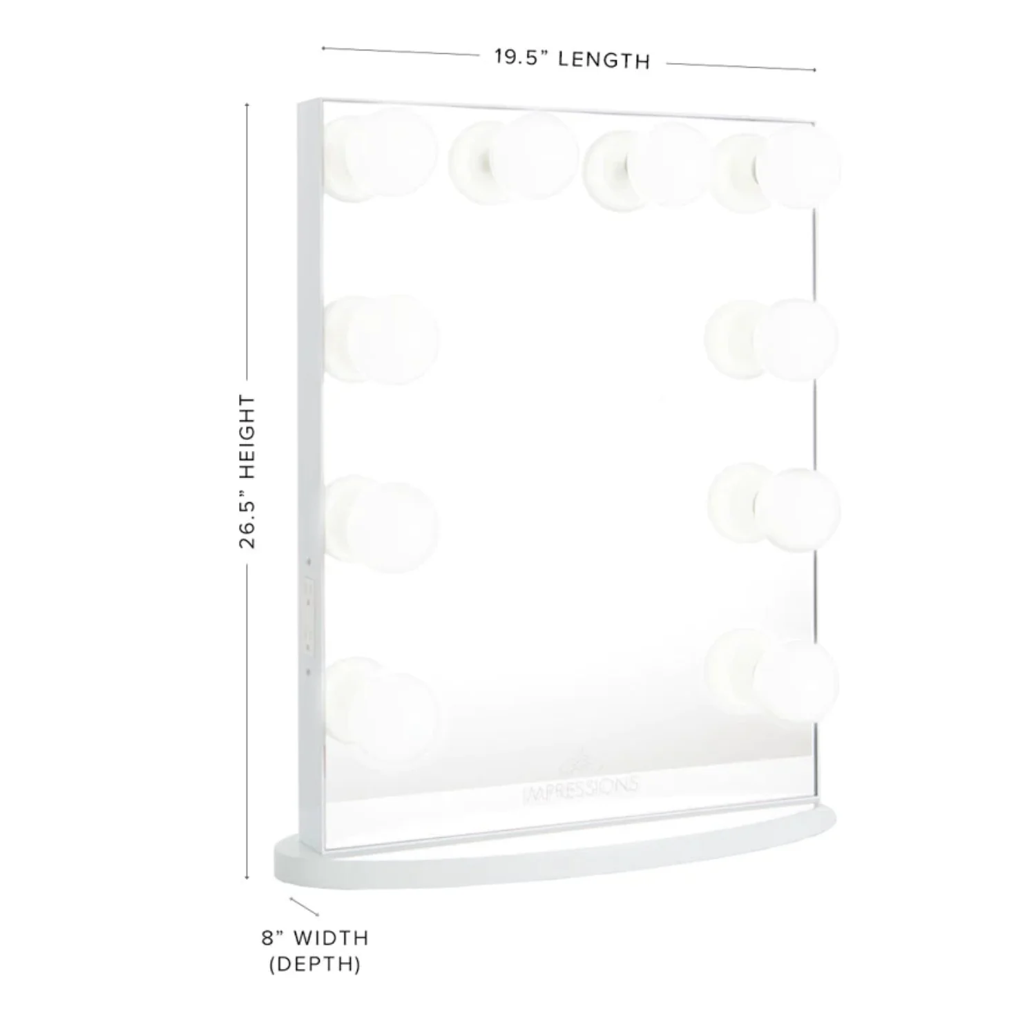 Impressions Vanity Hollywood Glow Lite Lighted Vanity Mirror, Tabletop or Wall Mounted Makeup Mirror (White)