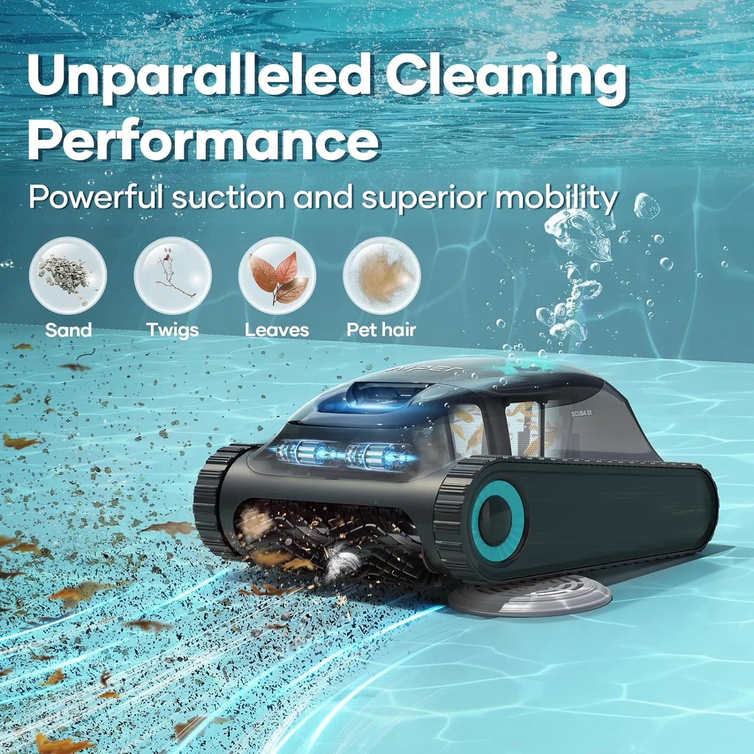 AIPER Scuba S1 Cordless Robotic Pool Vacuum Cleaner Pool Robot with Wall Climbing for Inground Pools Floors Walls and Waterlines 2024 CES Award