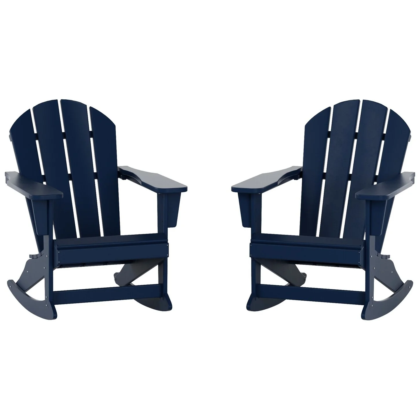 Polytrends Laguna Recycled Poly Outdoor Adirondack Rocking Chair (Set of 2) Navy Blue