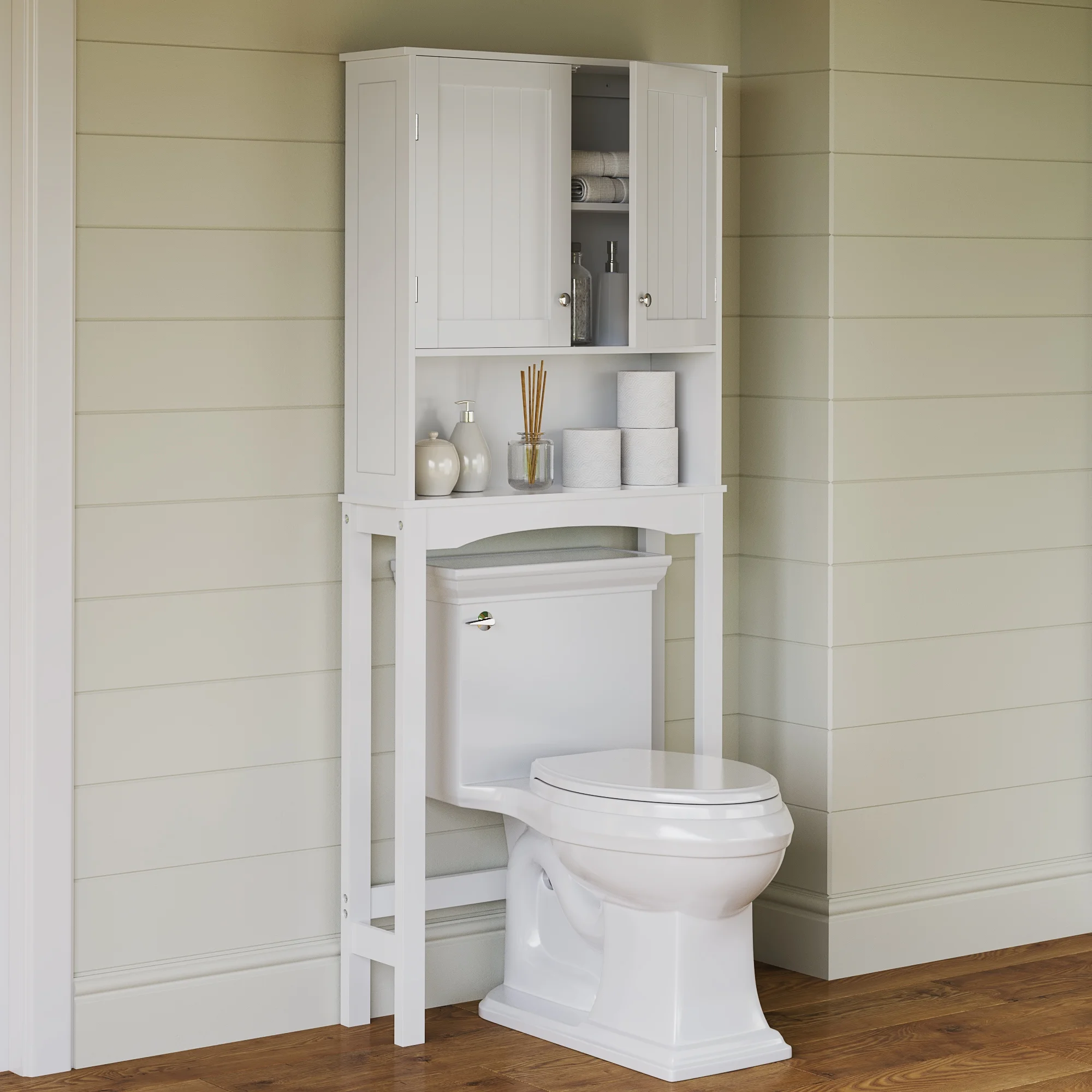 RiverRidge Ashland Over the Toilet Bathroom Spacesaver Wall Medicine Storage Cabinet with Adjustable Shelf - White