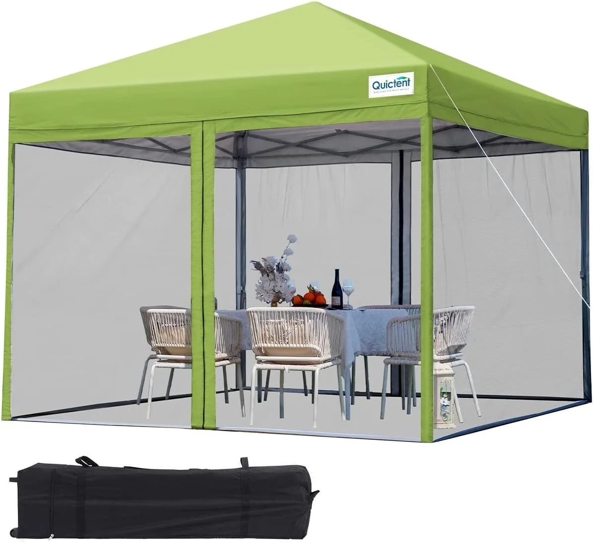 Quictent 8x8 Pop up Canopy Tent with Mosquito Netting Sreen House Room Tent Screened Roller Bag Included (Green)