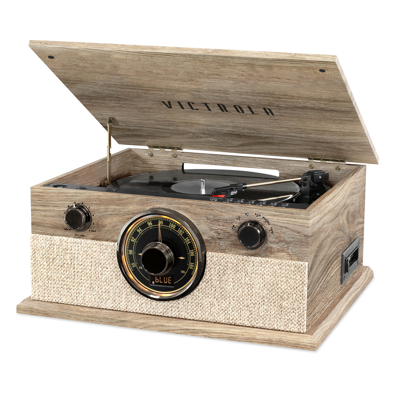 Victrola 6-in-1 Brookline Bluetooth Record Player with 3-Speed Turntable, CD, Cassette Player and FM Radio