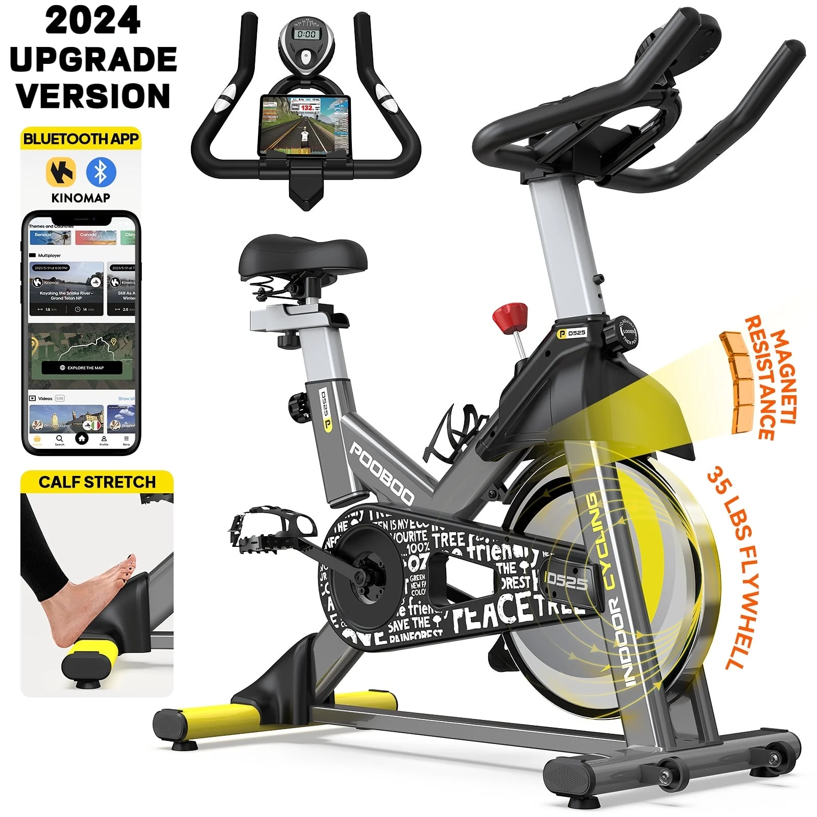 Pooboo Stationary Exercise bike Magnetic Resistance Cycling Bicycle with LCD Monitor for Indoor Cardio Workout 35 Lbs Flywheel Max Weight 330 Lbs