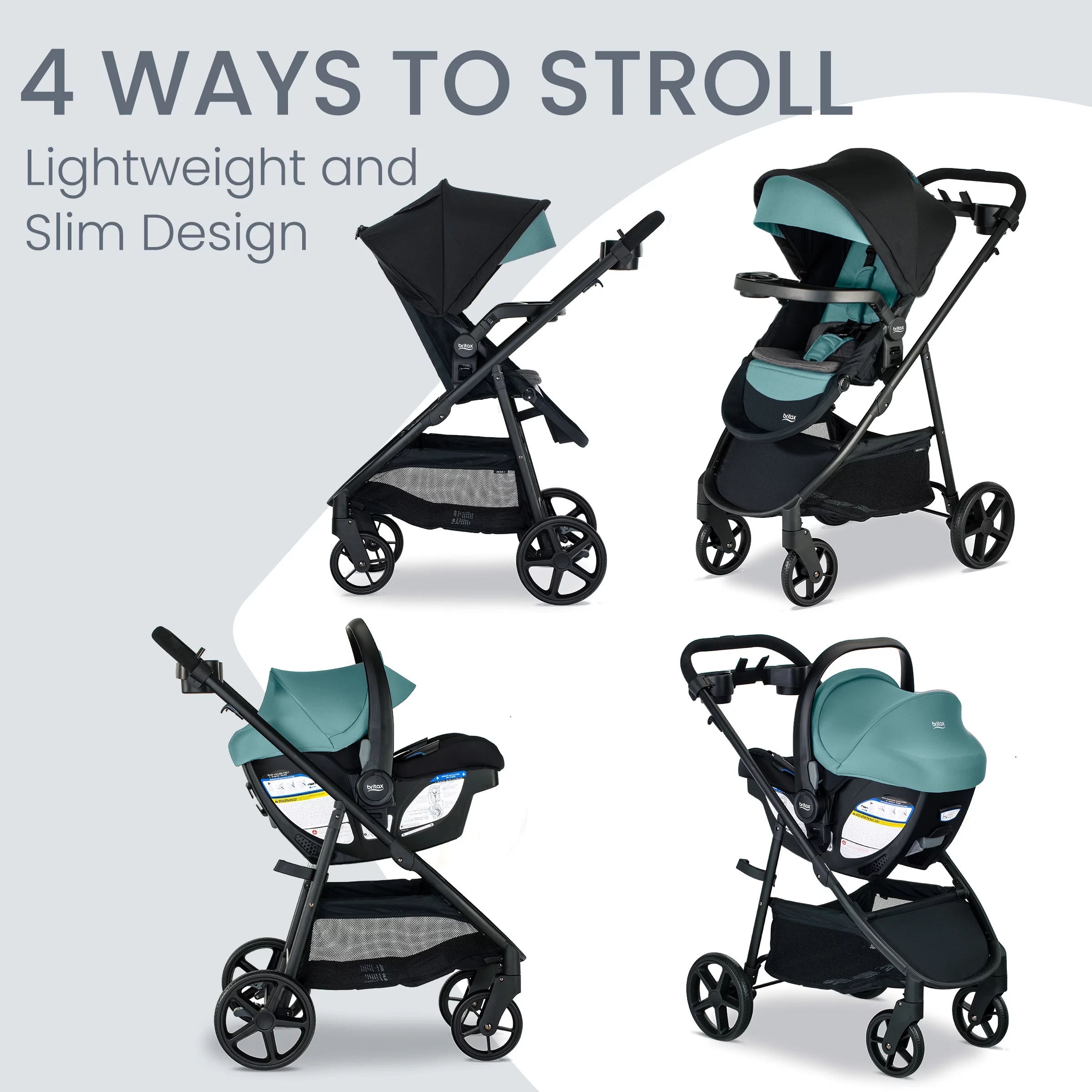 Britax Willow Brook S+ Baby Travel System, Infant Car Seat and Stroller Combo, Jade Onyx