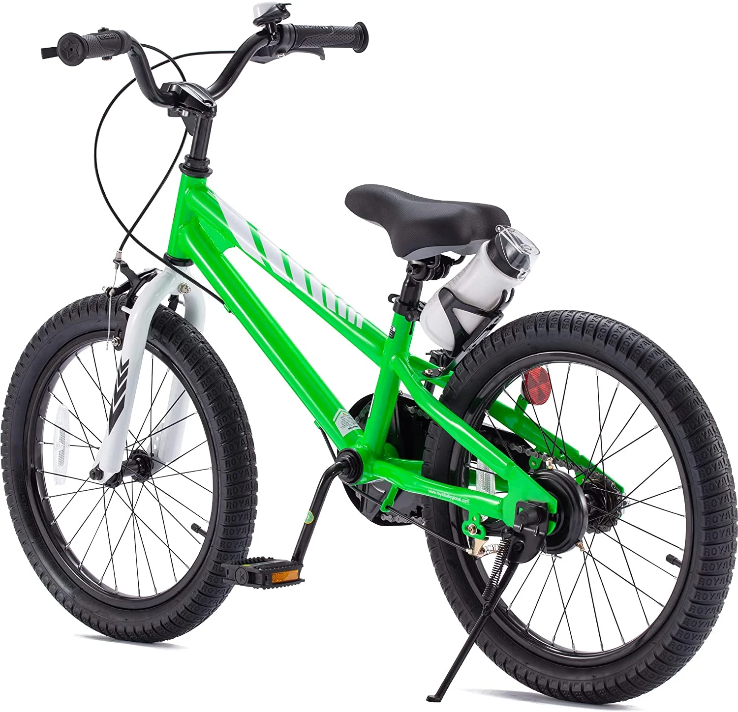 Royalbaby Freestyle 18 In. Green Kids Bike Boys and Girls Bike with Training wheels and Water Bottle
