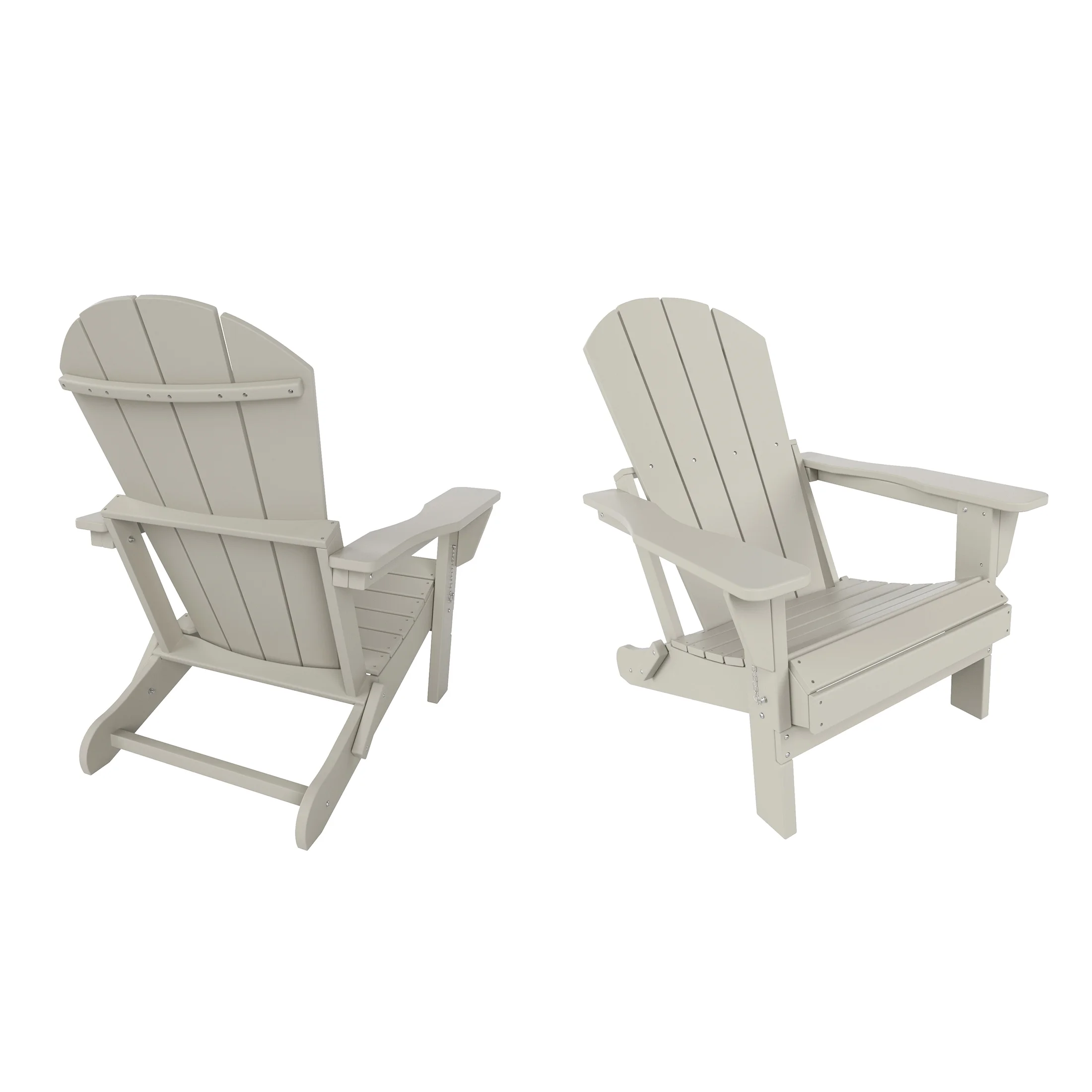 Costaelm Paradise Classic Adirondack Folding Adjustable Chair Outdoor Patio, HDPE, Weather Resistant, (Set of 2), Sand