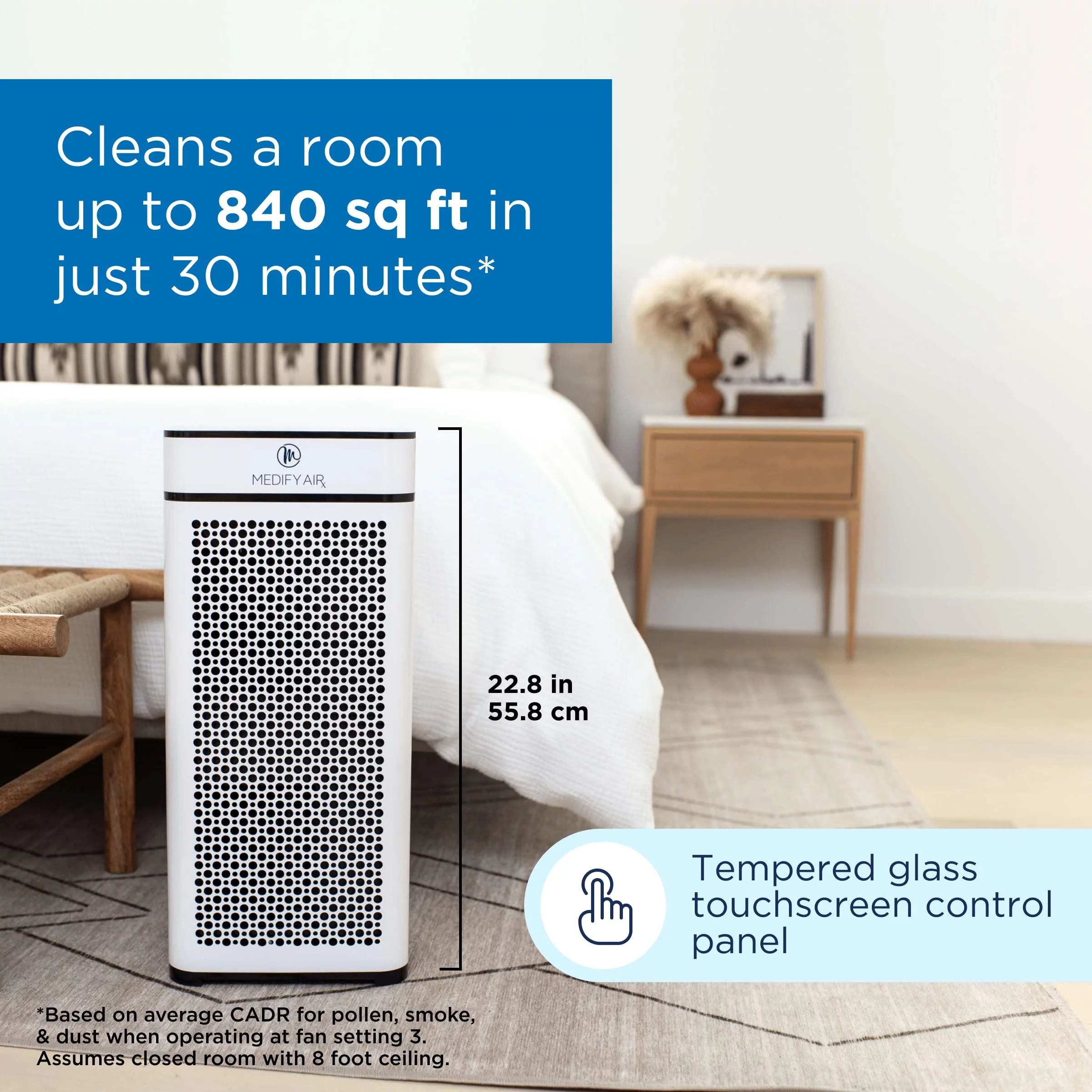 Medify Air MA-40 Air Purifier with HEPA H13 Filters - 840 Sq ft Coverage for Smoke, - White. 2-Pack.