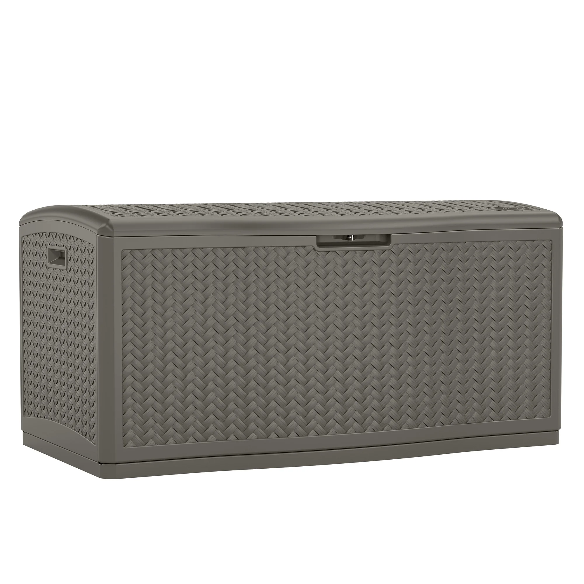 Suncast 124-Gallon Herringbone Extra-Large Deck Box with Seat for Outdoor Storage, Stoney Gray