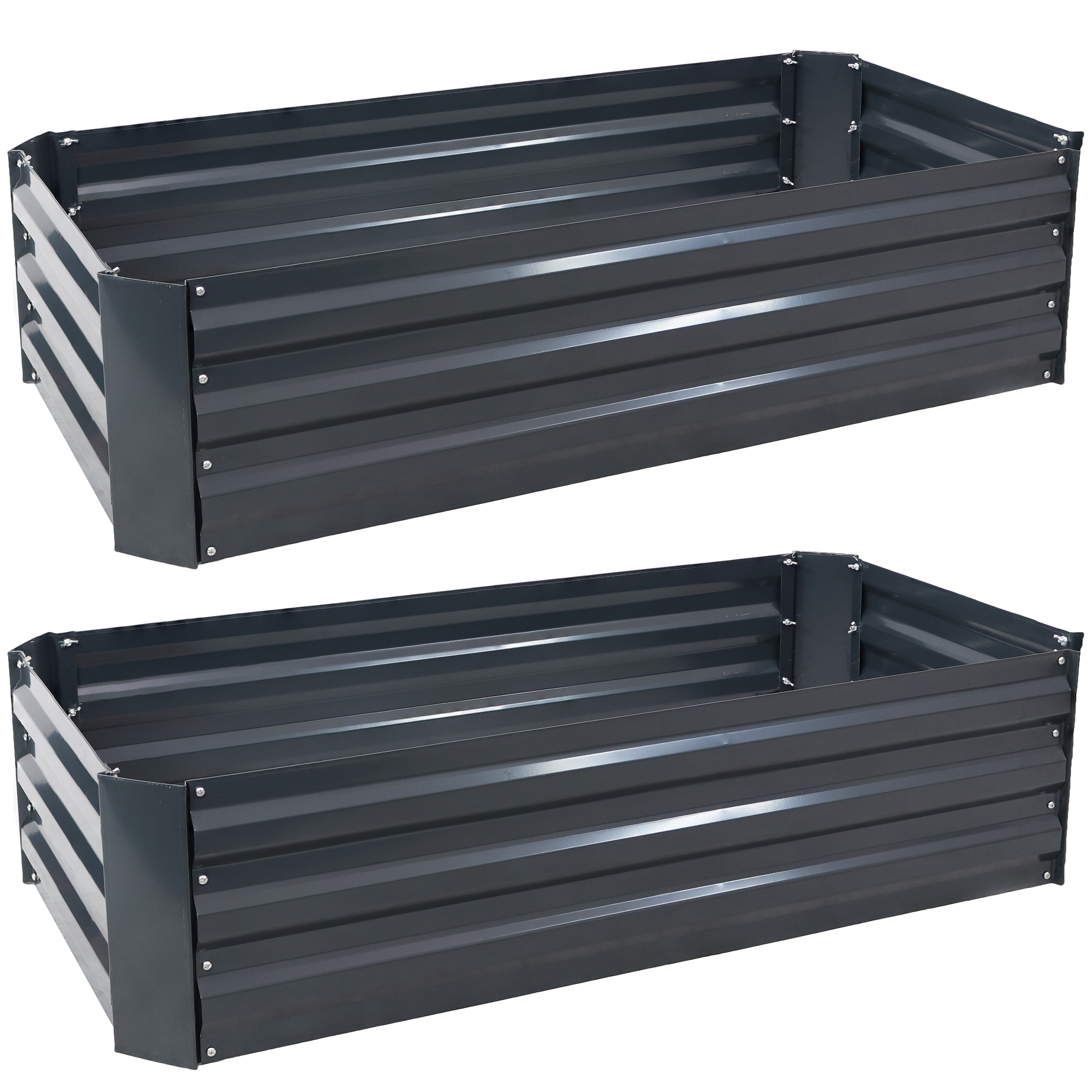 Sunnydaze Galvanized Steel Raised Garden Bed - Rectangle - 48