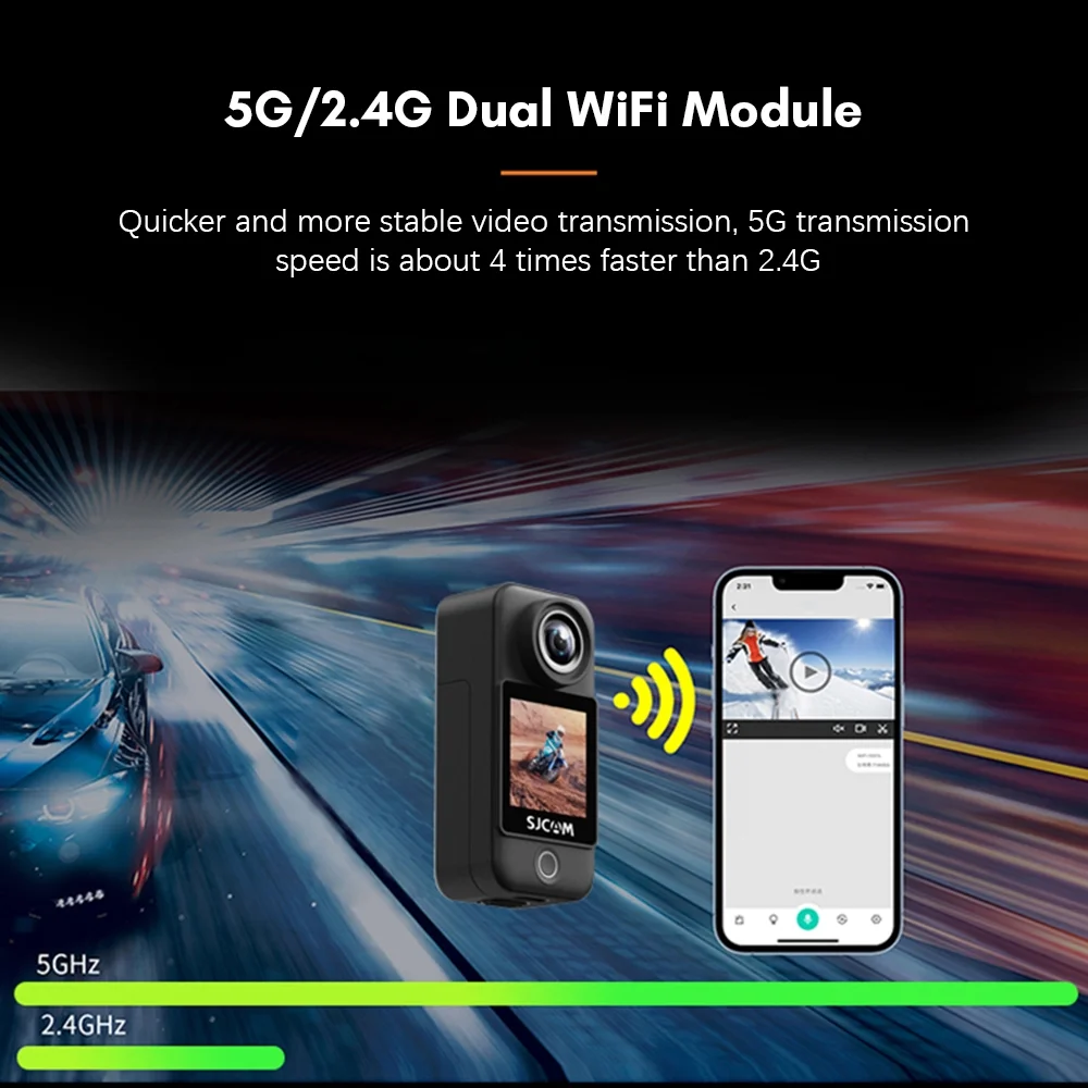 C300 4K 30FPS 5G2.4G WiFi Dual Touch Control Screens 154° Wide Angle Lens 6- Gyro Stabilization 30M Waterproof Detachable Battery with an Extra Module
