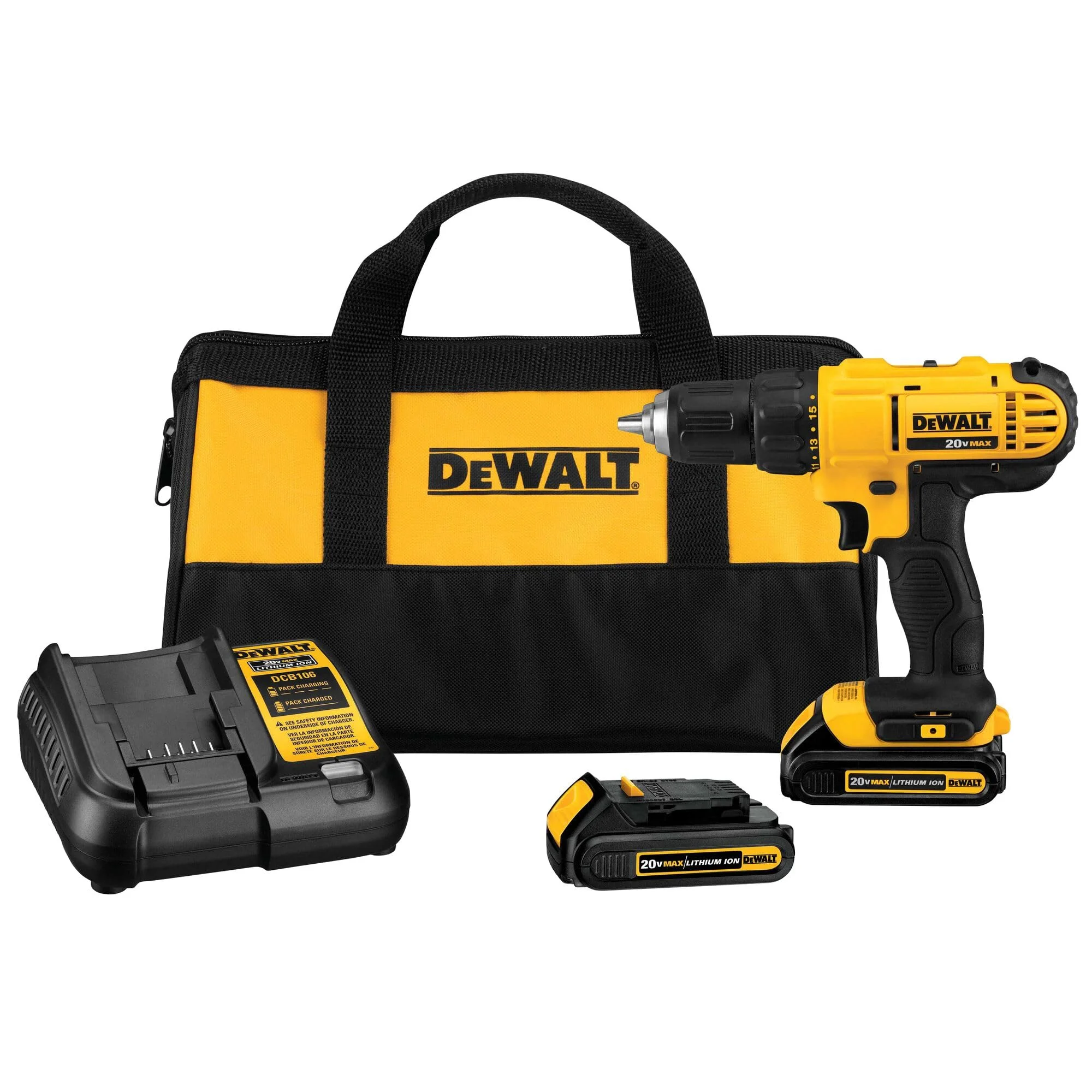 DEWALT 20V Max Cordless Drill/Driver Kit, Includes 2 Batteries and Charger (DCD771C2) C27