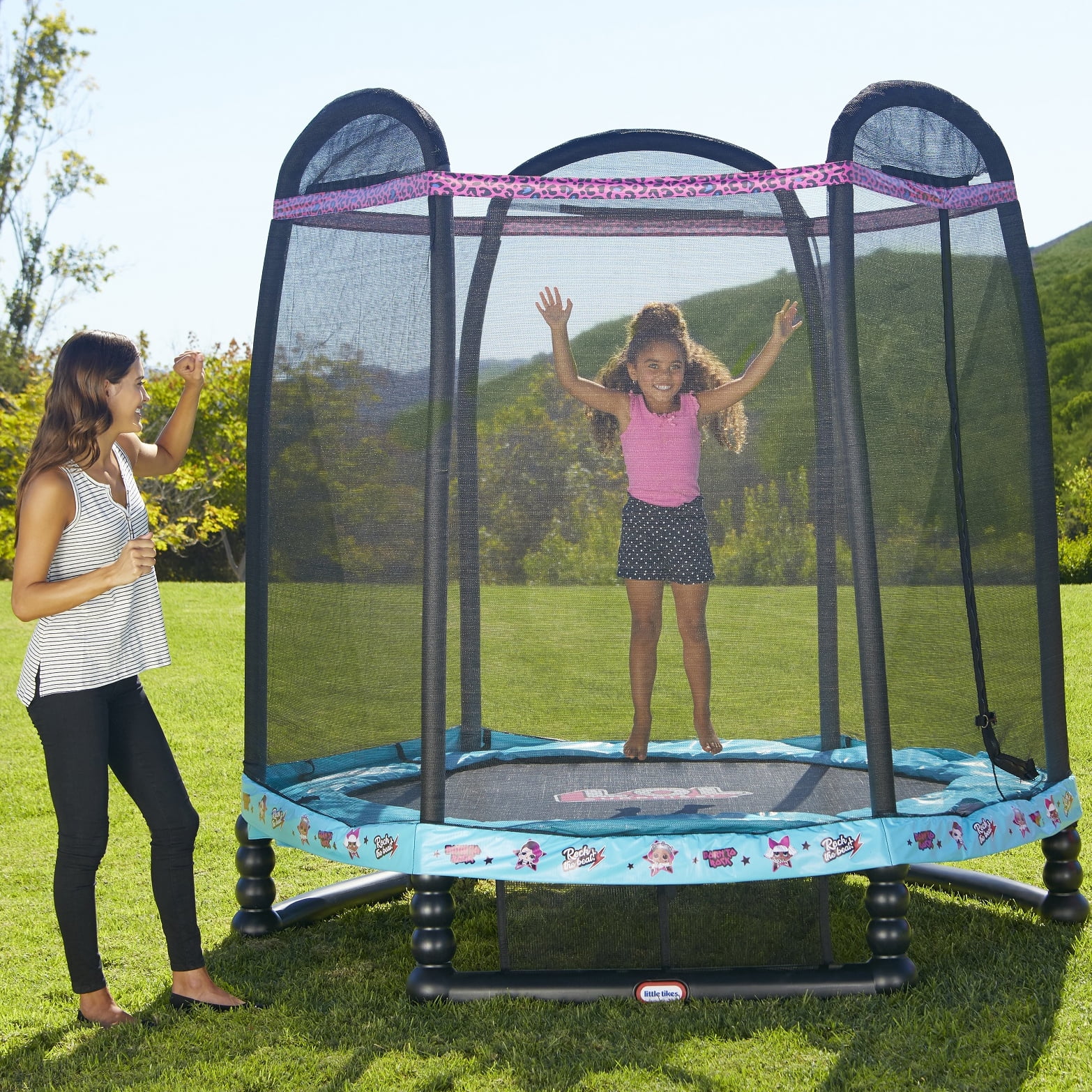 LOL Surprise 7' Enclosed Trampoline With Safety Net, Great Gift for Kids Ages 4 5 6+