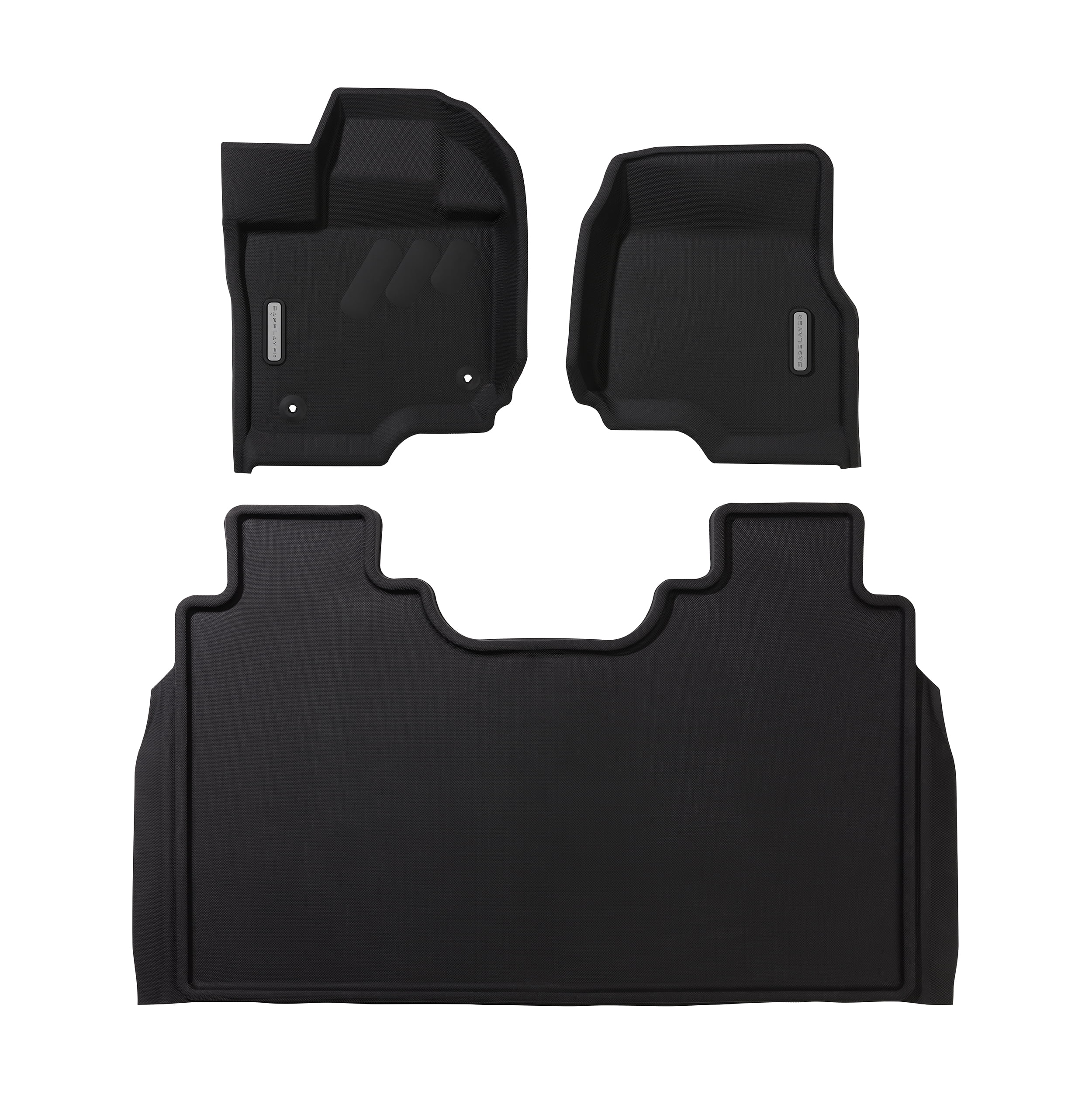 BaseLayer - Front and Rear Floor Mat Liners for Ford F150 (2015-2024) Gray Logo - SuperCrew and Lightning only - Made in USA