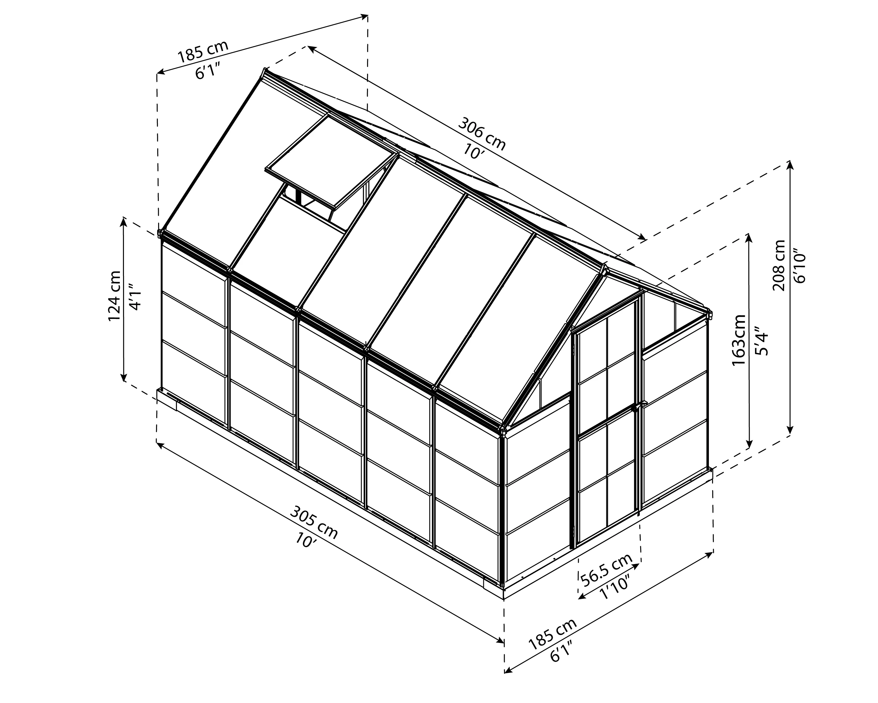 Palram - Canopia Hybrid 6' x 10' Polycarbonate/Aluminum Walk-In Greenhouse – Silver - with Roof Vent