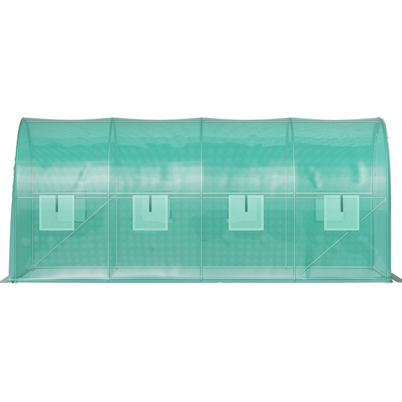 VEVOR Walk-in Tunnel Greenhouse, 15 x 7 x 7 ft, Portable Hot House with Galvanized Steel Frame, Zippered Door, and 8 Roll-Up Windows, Green