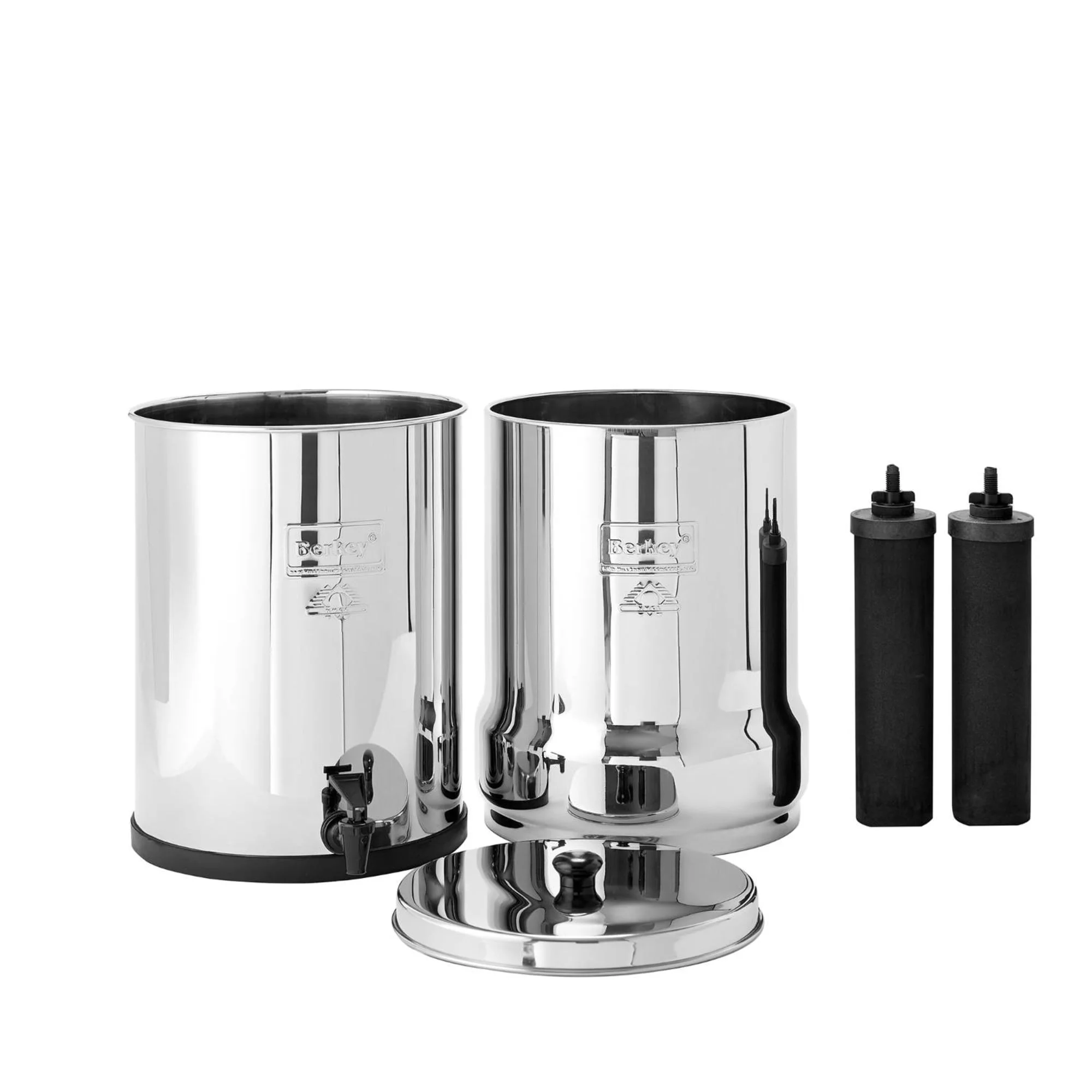 Royal Berkey Water Filtration System with 2 Black Berkey Purification Element Filters, Gravity-Fed, Stainless Steel, 3.25 Gallon