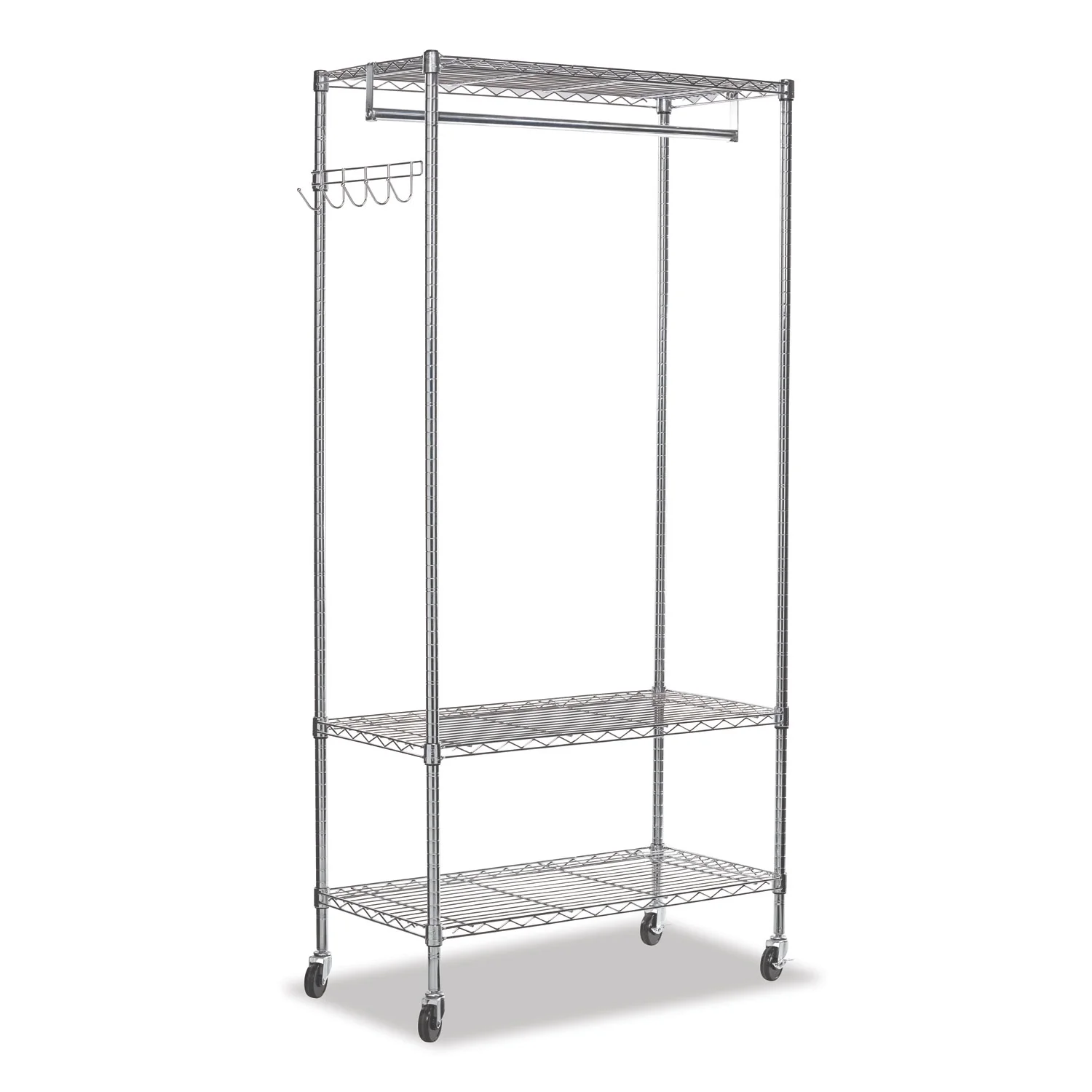 Alera ALEGR363618SR 36 in. W x 18 in. D x 75 in. H 30 Garments Wire Shelving Garment Rack - Silver