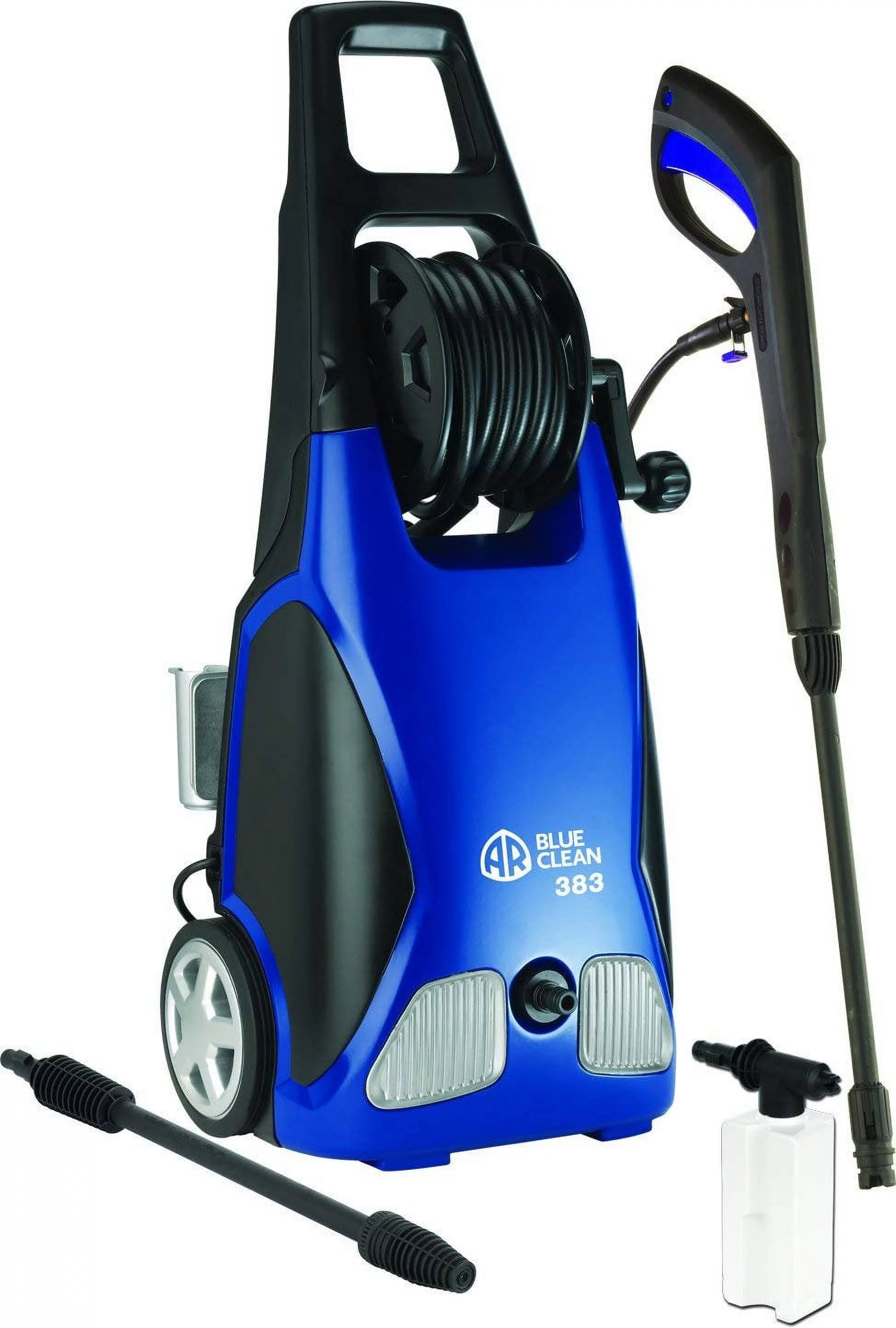 AR Blue Clean, AR383 1,900 PSI Electric Pressure Washer, Nozzles, Spray Gun, Wand, Detergent Bottle & Hose