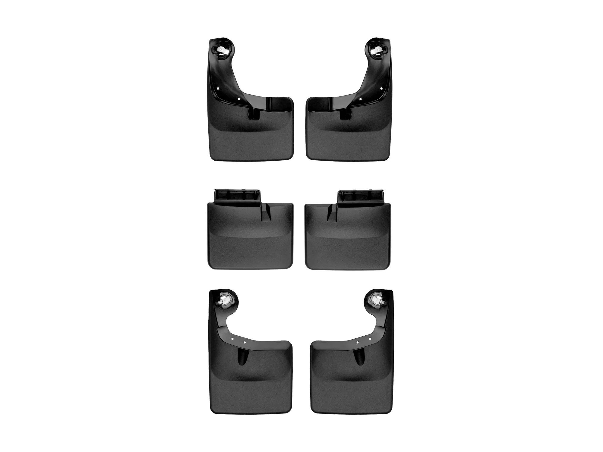 WeatherTech Custom No Drill Splash Guard MudFlaps compatible with 2021-2023 Ford F-150, Front, Mid & Rear Set - Black