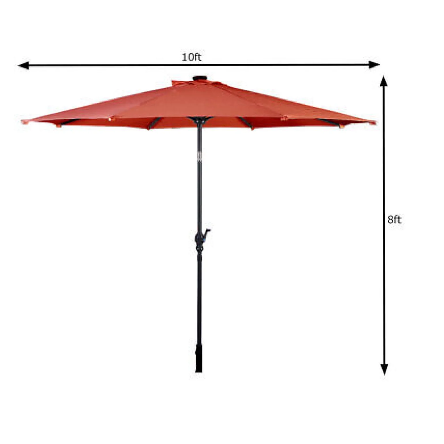 ZJINJIN 10FT Patio Solar Umbrella LED Patio Market Steel Tilt W/Crank Outdoor Orange New