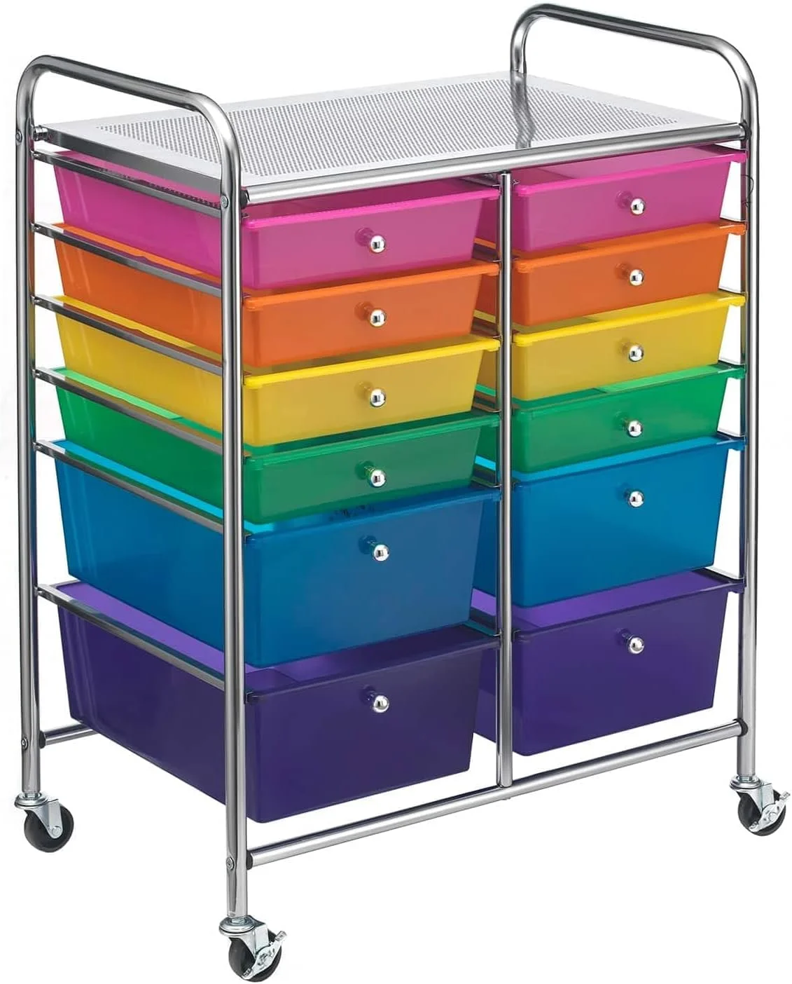 Multicolor 12 Drawer Rolling Cart by - Storage Cart for Crafting Supplies, Home, Office, School Organization - 1 Pack