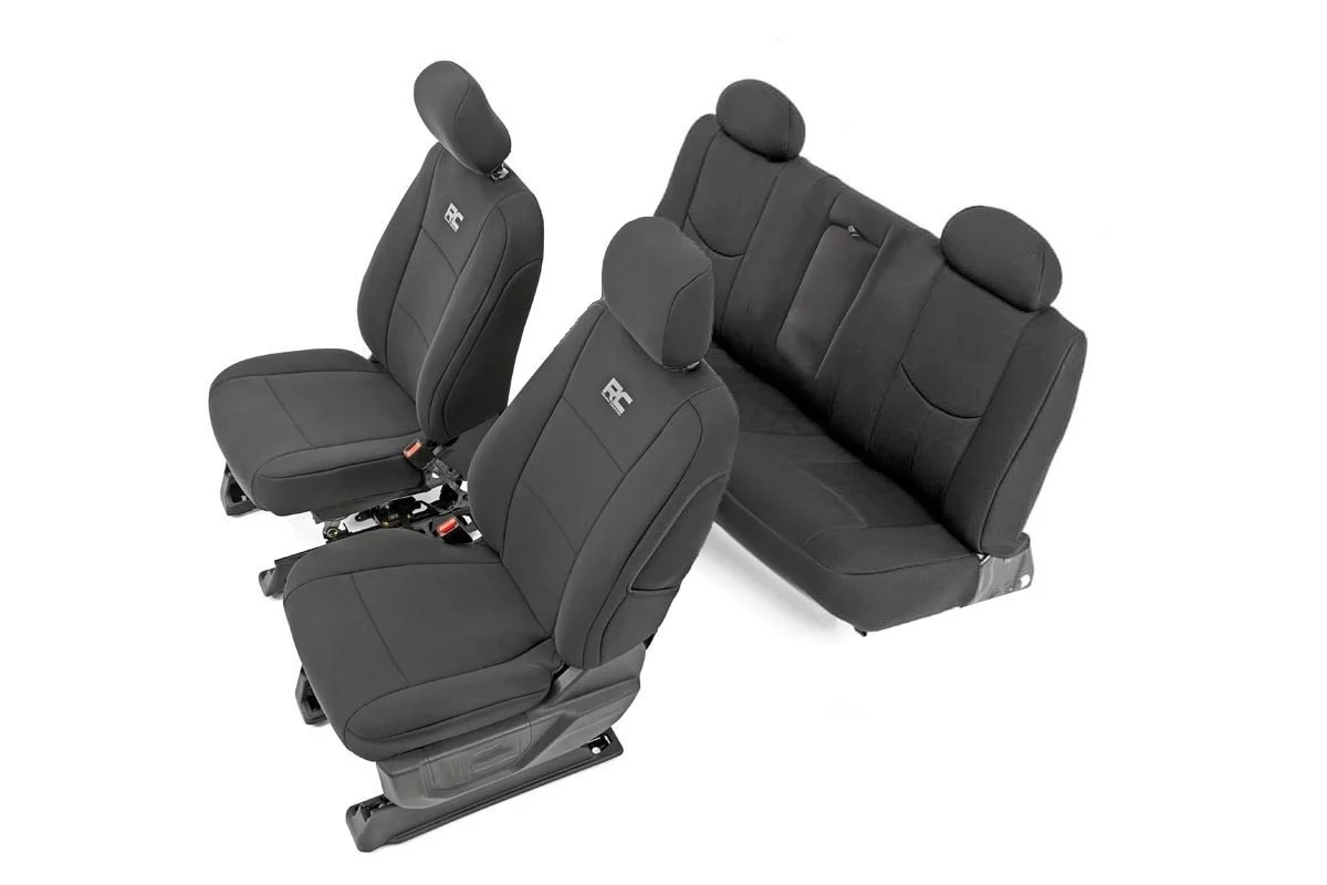 Rough Country Neoprene Seat Covers Fits 2014 - 2018 Chevy Silverado 1500, Crew Cab, 1st/2nd Row, 91025