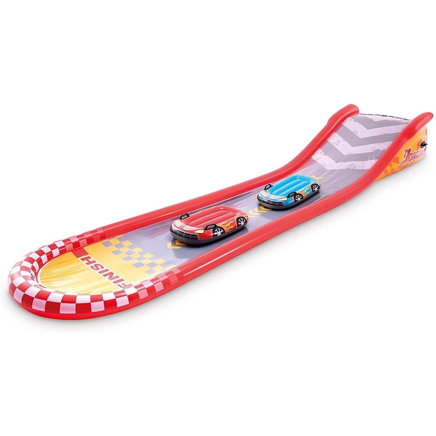 Intex - Inflatable Slide Mat, 18' 5'' X 3' 11'' x 2' 6'', Includes 2 Surfboards, Red
