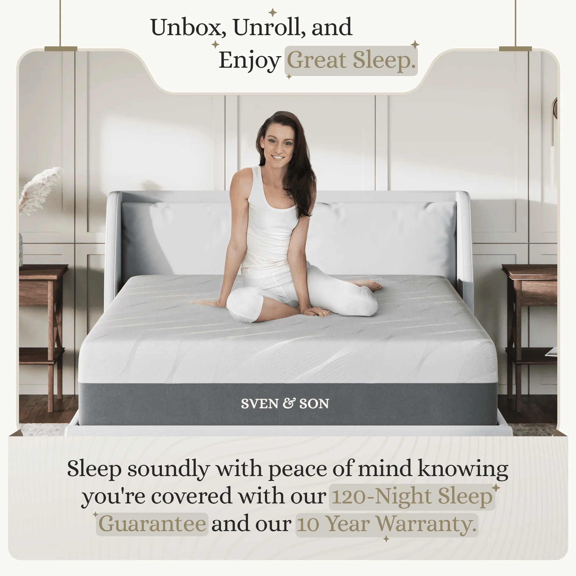 Sven & Son Luxury Cool Gel Memory Foam Mattress, Premium Bed-in-a-Box, CertiPUR-US, Made in the USA, 10 inch Firm - Queen