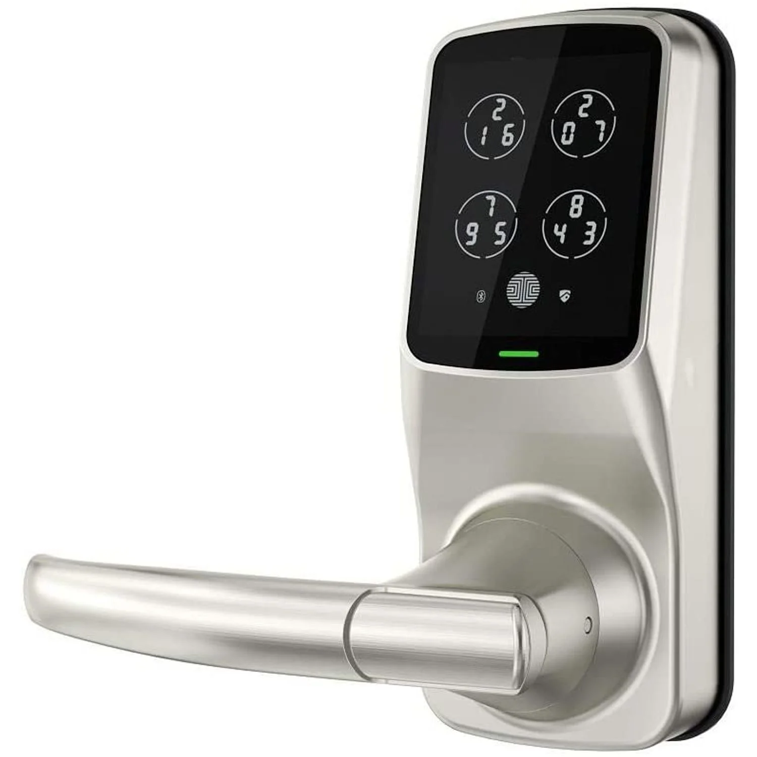 LOCKLY Model-S Satin Nickel Smart Touchscreen Keypad Door Latch Lock with Bluetooth